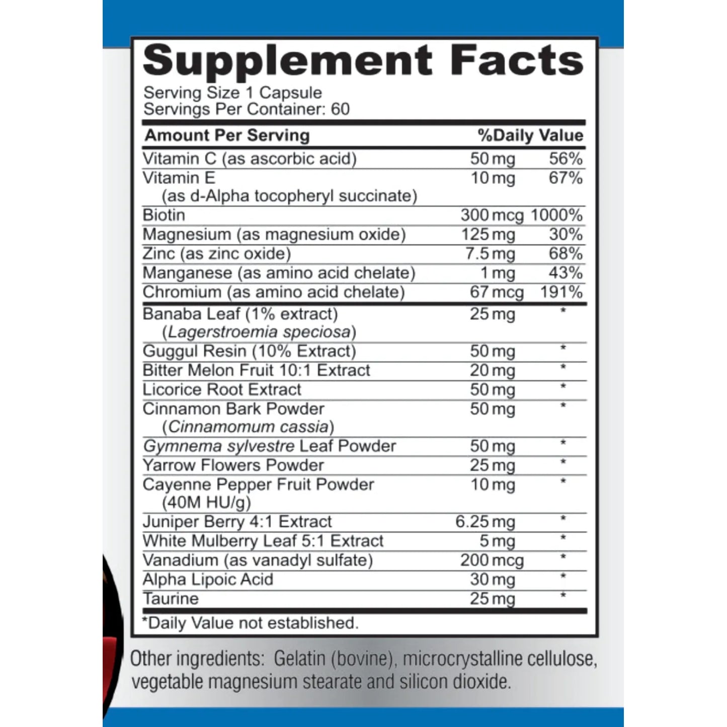 Suplemento Azúcar Canela Cromo 20 Hierbas Vitaminas 60 Cápsulas Equilibrio Energía