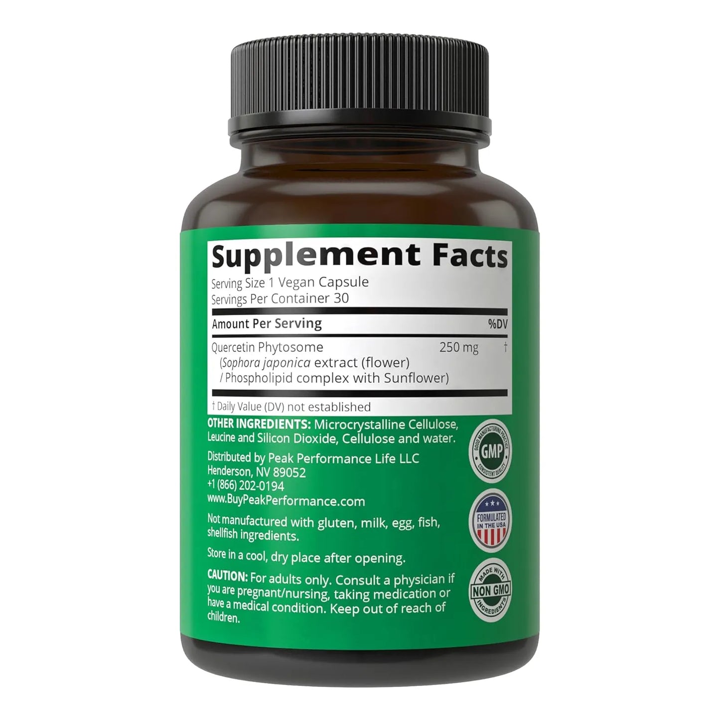 Cápsulas De Fitosoma De Quercetina Extracto De Sophora Japonica 250 Mg Absorción Superior Vegano