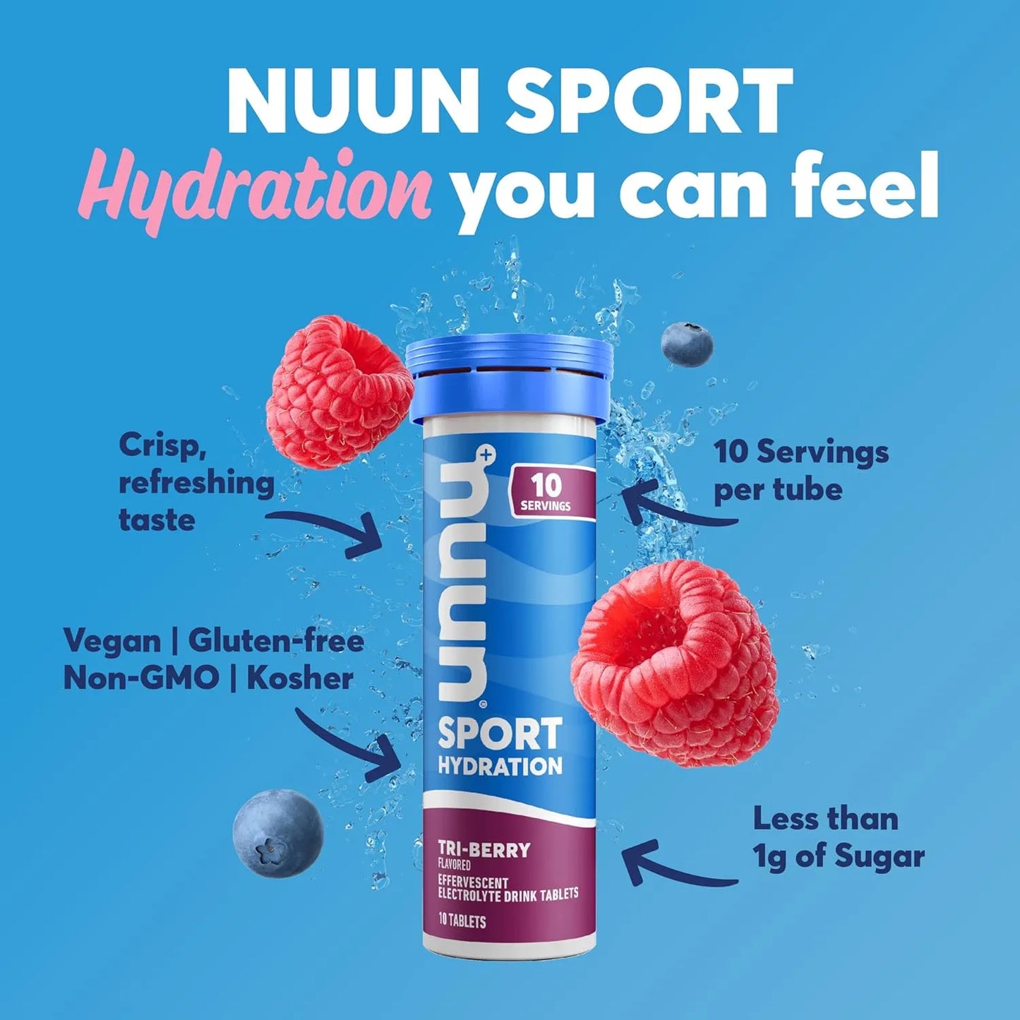 Nuun Sport Tabletas Electrolitos Hidratacion Tres Bayas 80 Porciones Importado