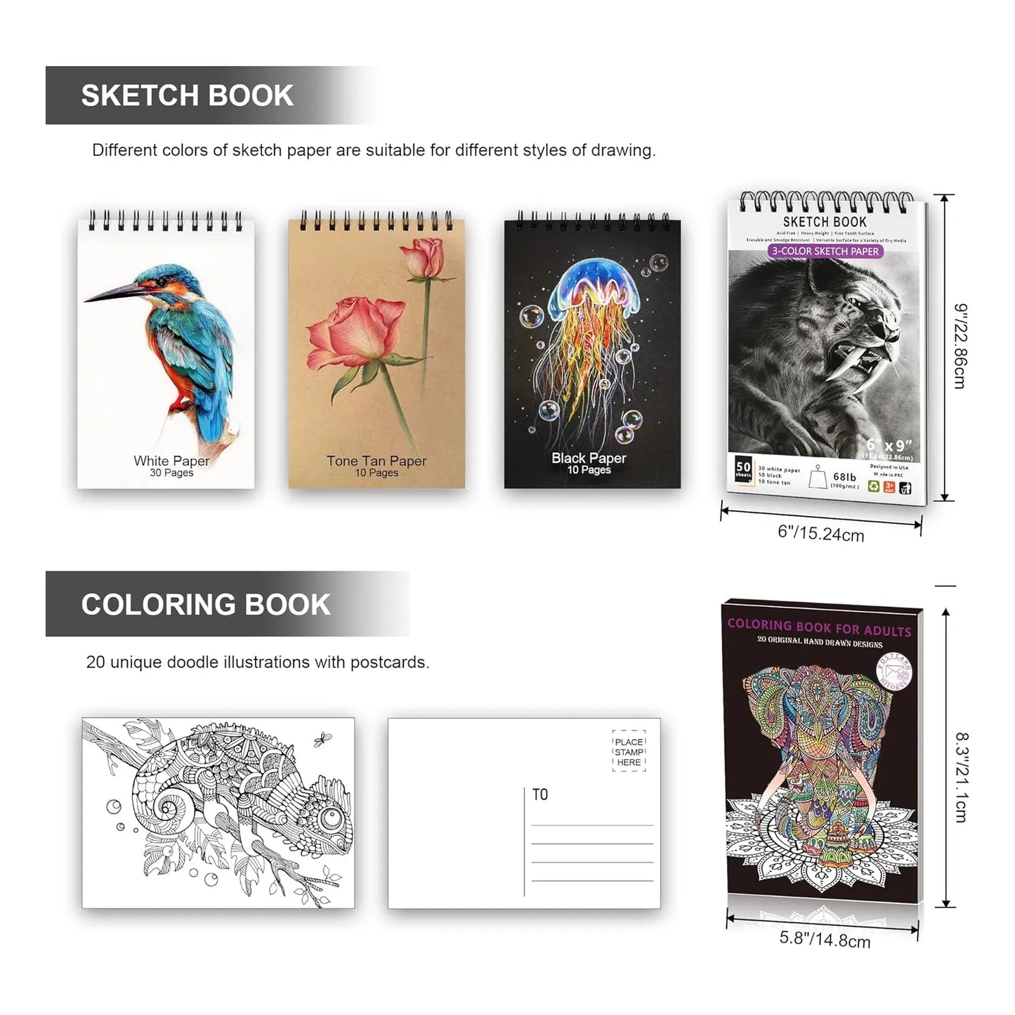 Kit Profesional De Dibujo 100 Piezas Con Cuaderno Y Estuche HIFORNY