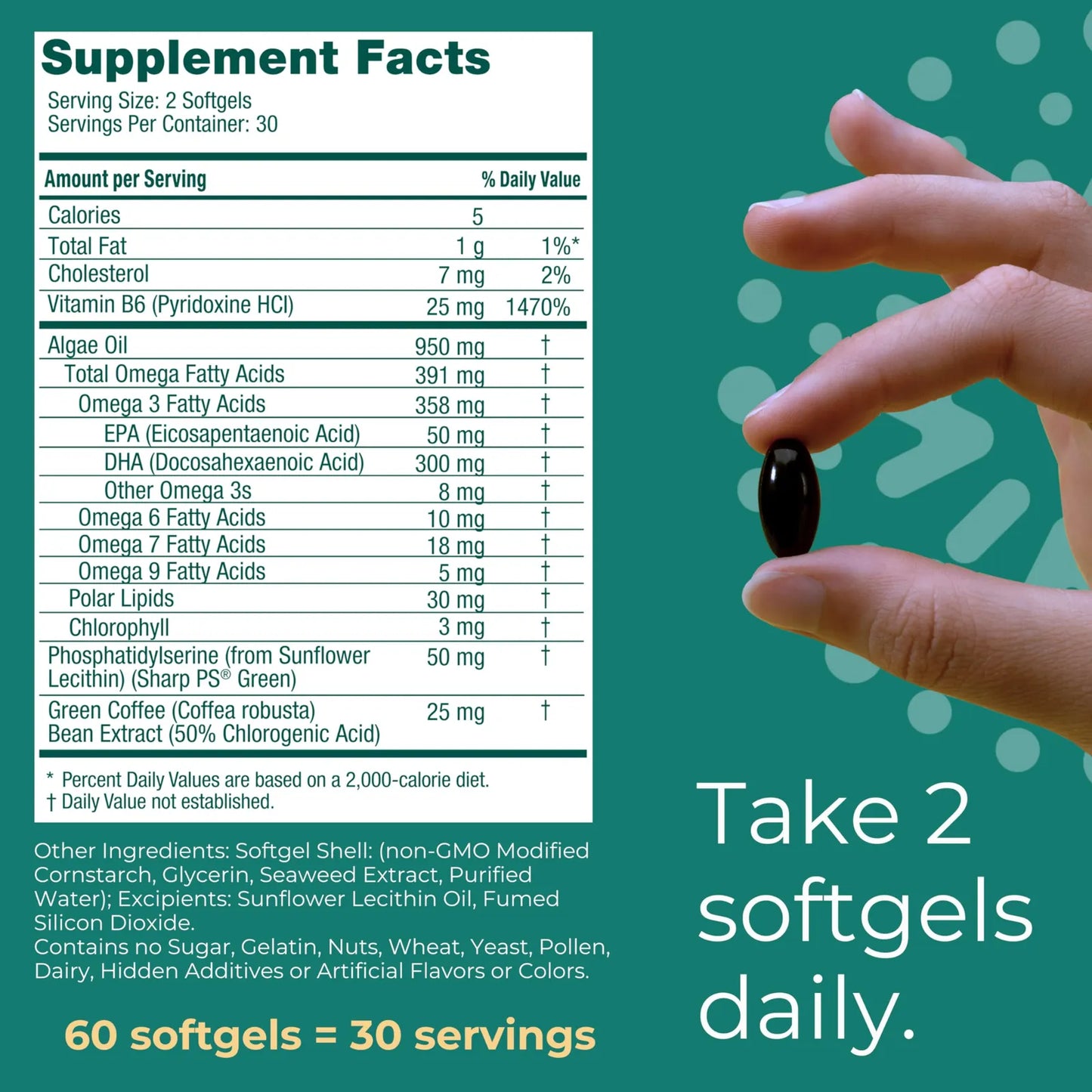 Life Brain Omega-3 De Algas Vegano 180 Cápsulas Enfoque Memoria Y Ánimo