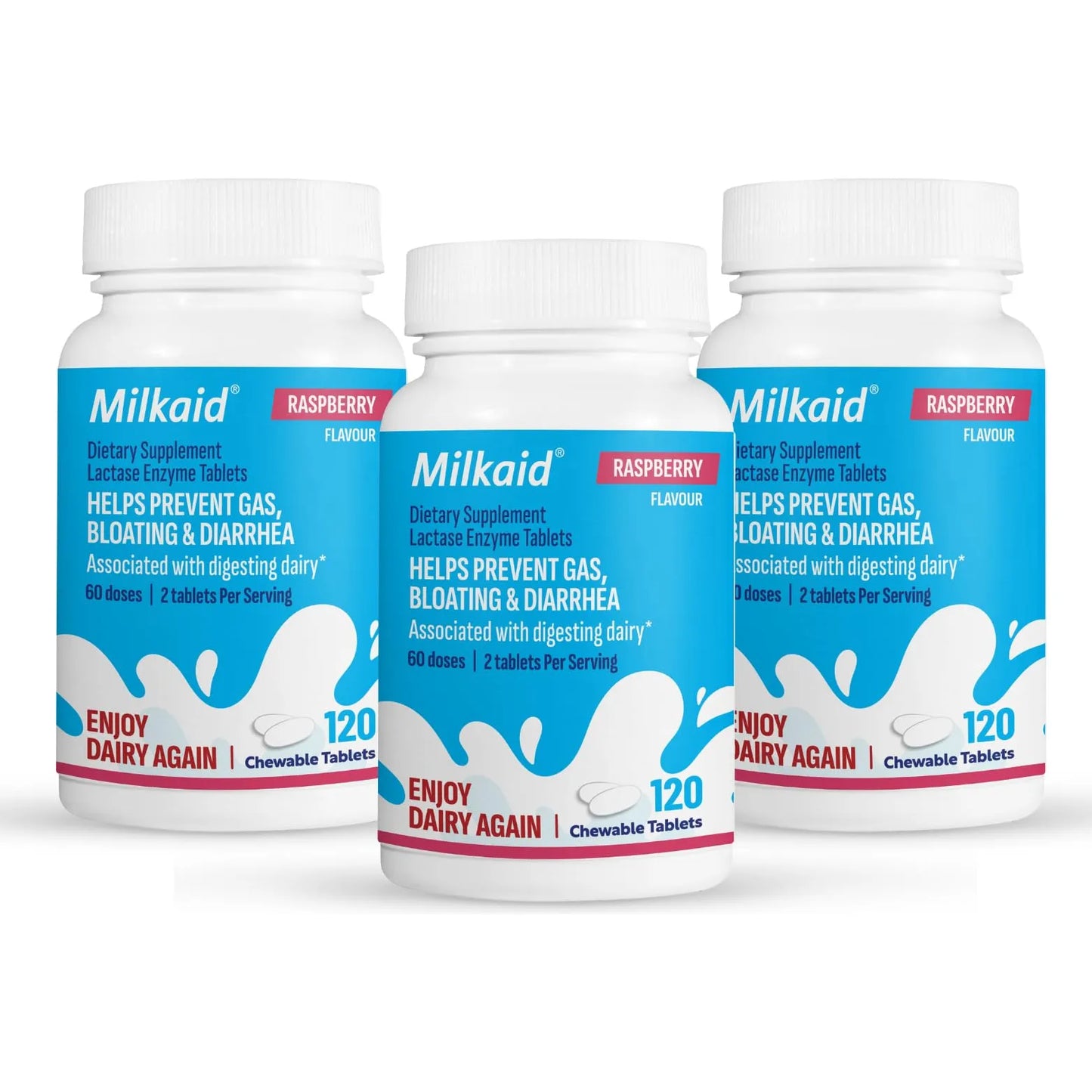 Tabletas Masticables Enzima Lactasa 360 Unidades Alivio Intolerancia Lactosa