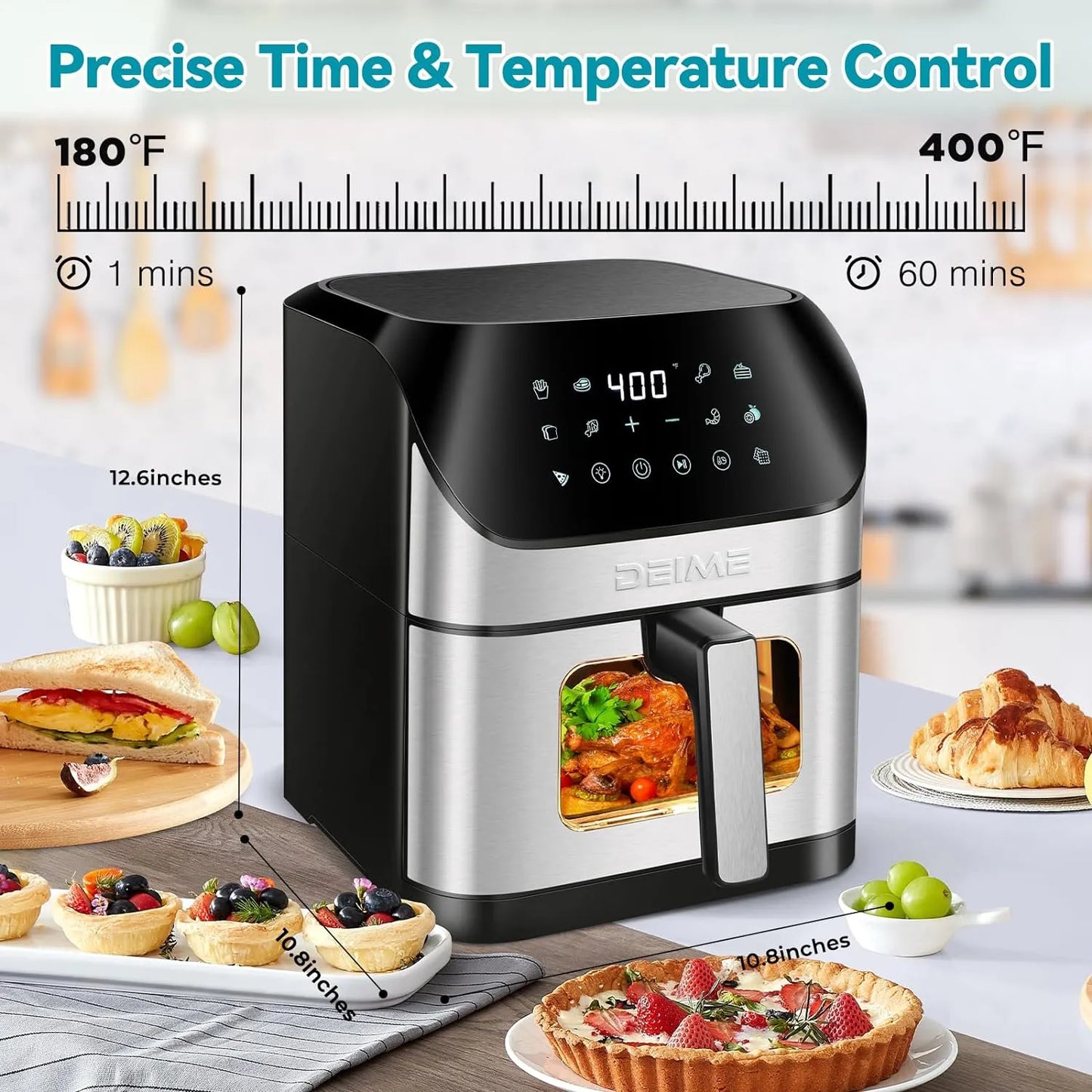Freidora De Aire De 23.5 Litros DEIME Sin Aceite 1500W 10 Programas