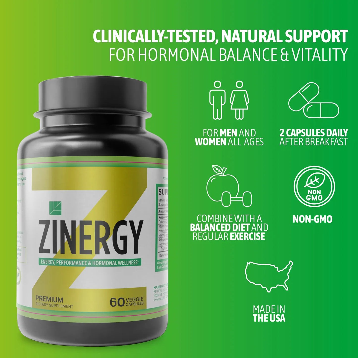 Dr Zisman ZINERGY Potenciador Natural De Energia 60 Capsulas Aumenta Vitalidad