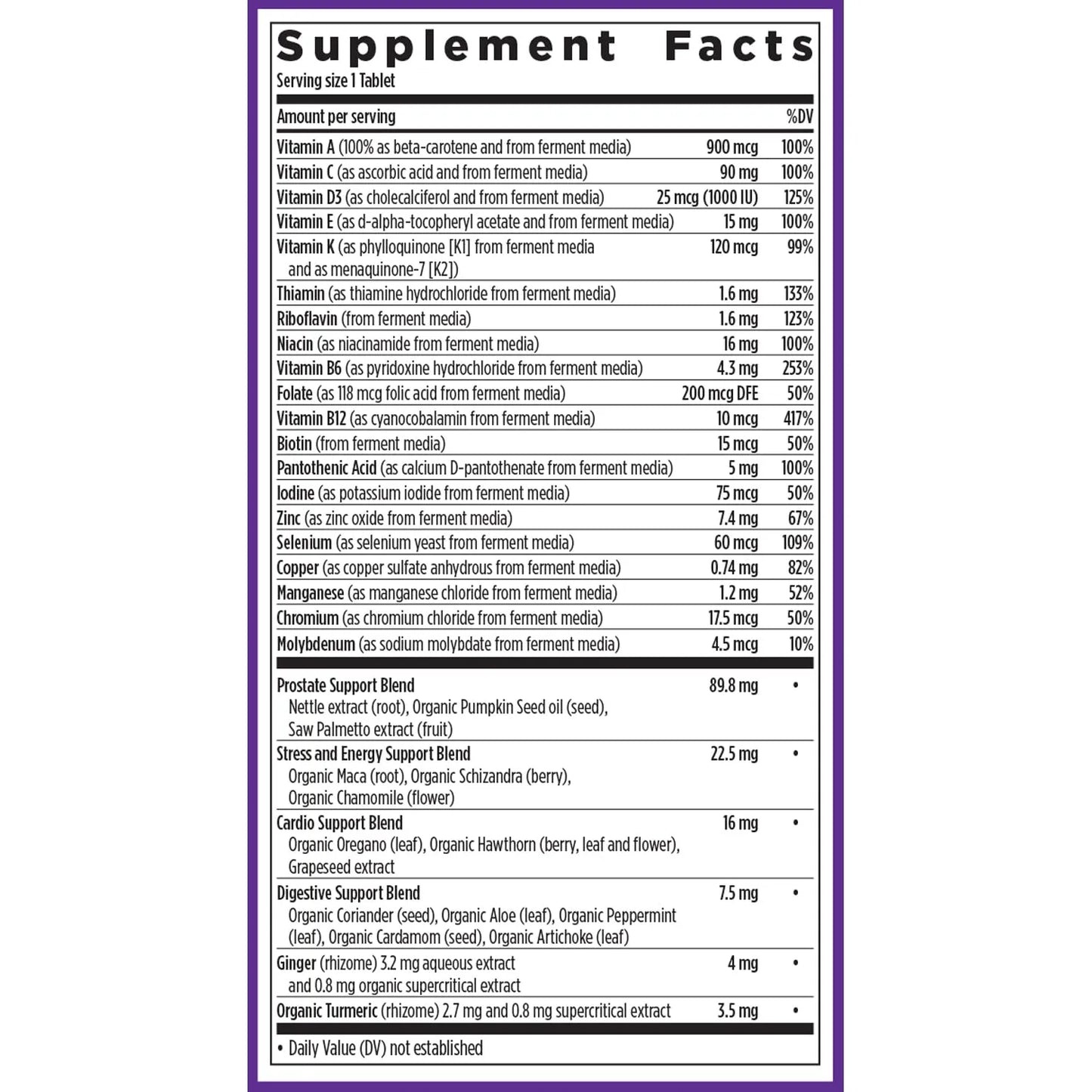 Tabletas Multivitamínicas Diarias Hombres 40+ Energía E Inmunidad