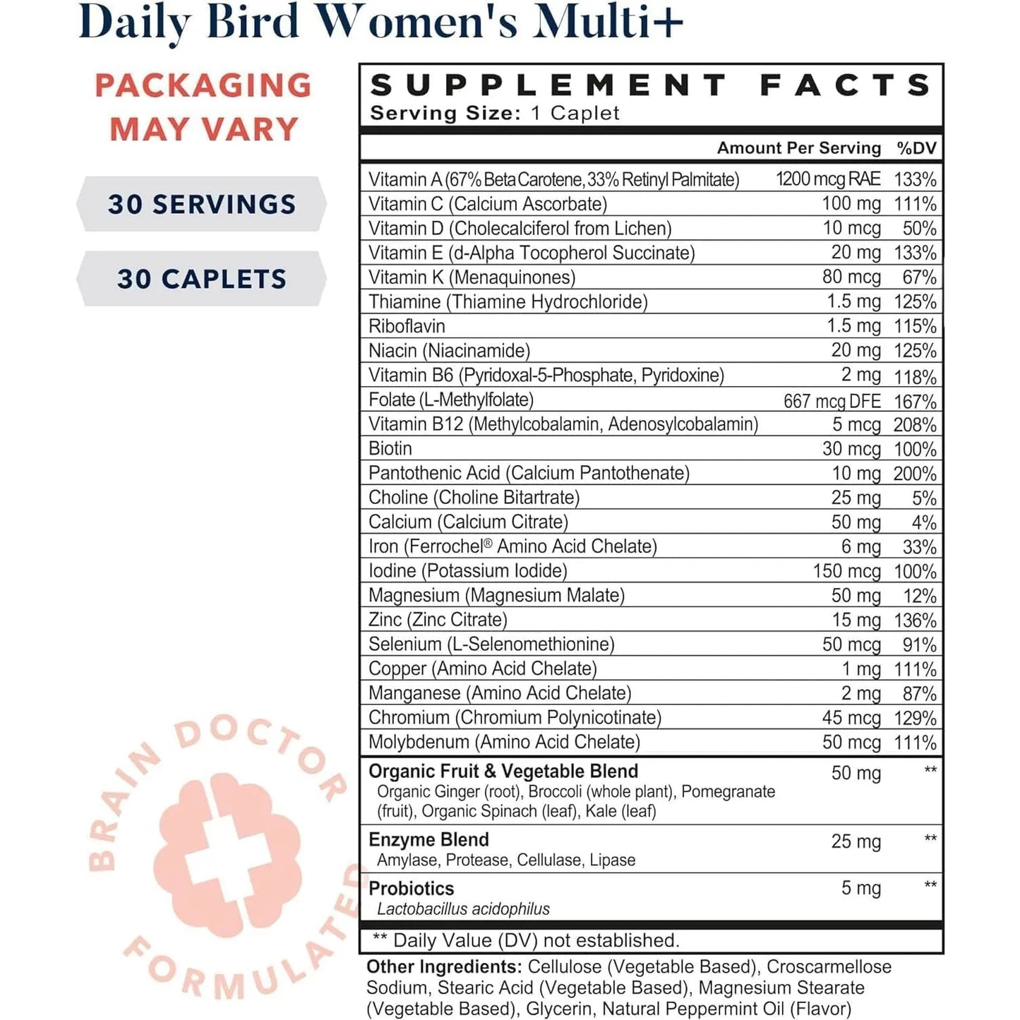 Multivitaminico Mujer Probioticos Metilfolato B12 Soporte Inmunologico Energia Diaria