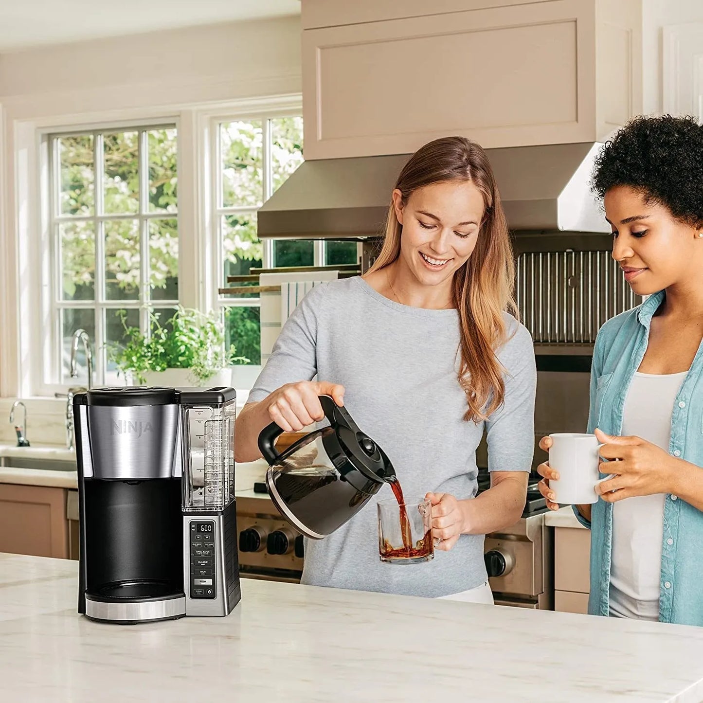 Cafetera Programable Ninja Ce251 Jarra Vidrio 12 Tazas Negro Acero Inoxidable