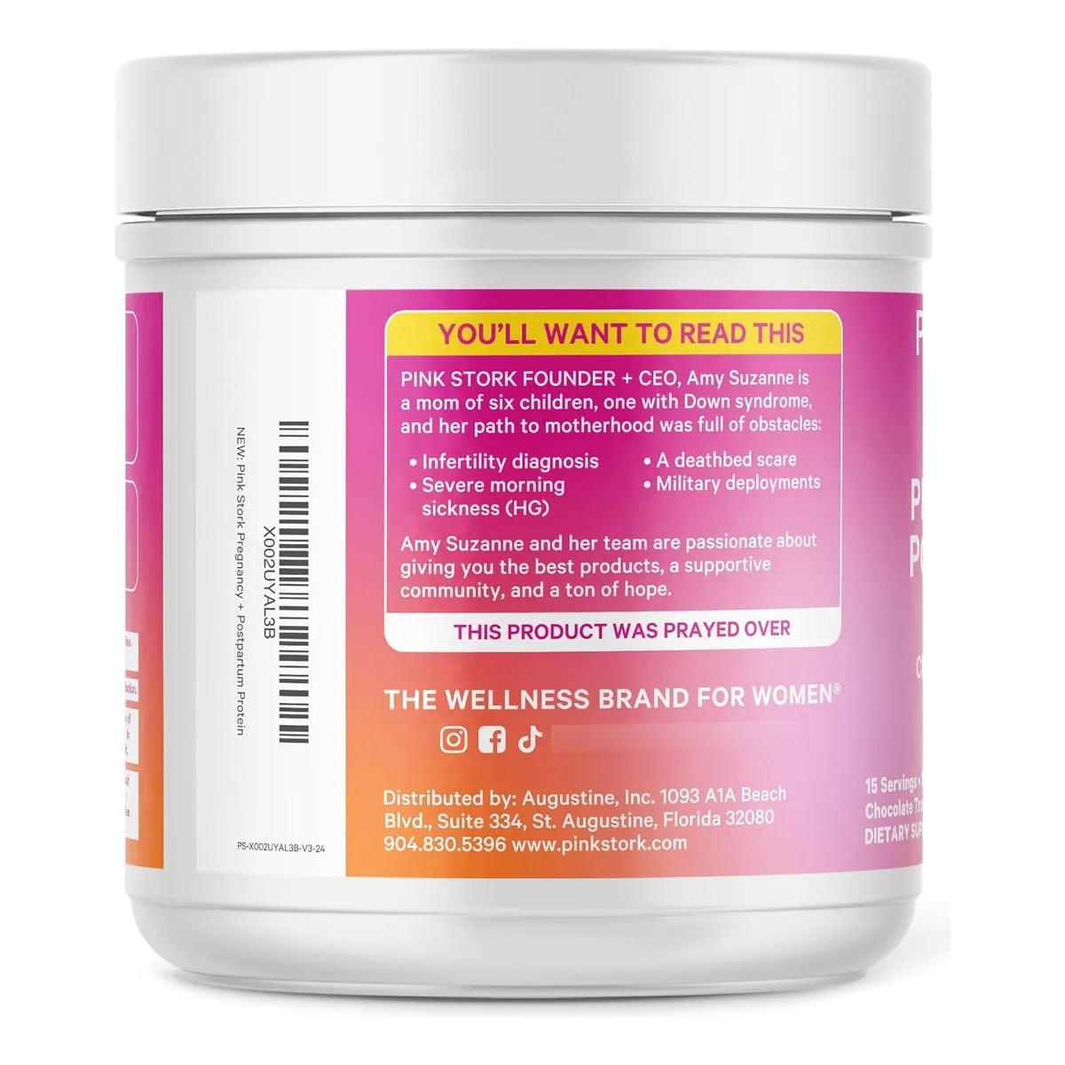 Proteína De Chocolate En Polvo Para Embarazo Y Lactancia Pink Stork Con Colágeno Y Suero De Leche
