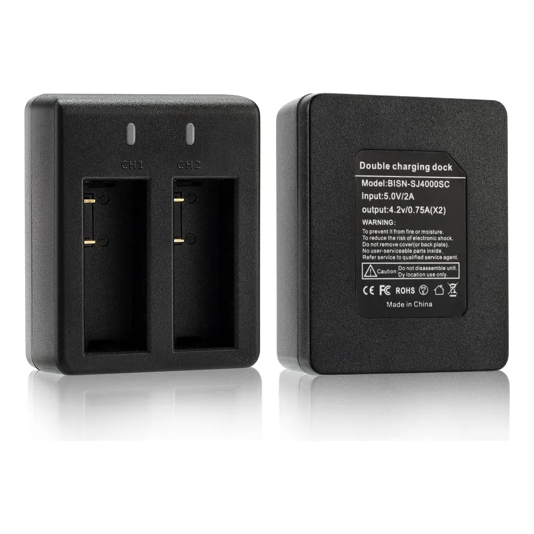 Paquete De 3 Baterías Recargables 1350 Mah Con Cargador Dual Para Cámara De Acción
