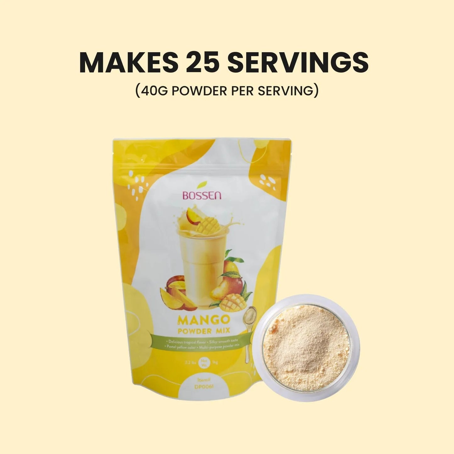 Té Burbujeante En Polvo 1 Kg Sabor Mango Mezcla 3 En 1 Ideal Para Bebidas Y Postres