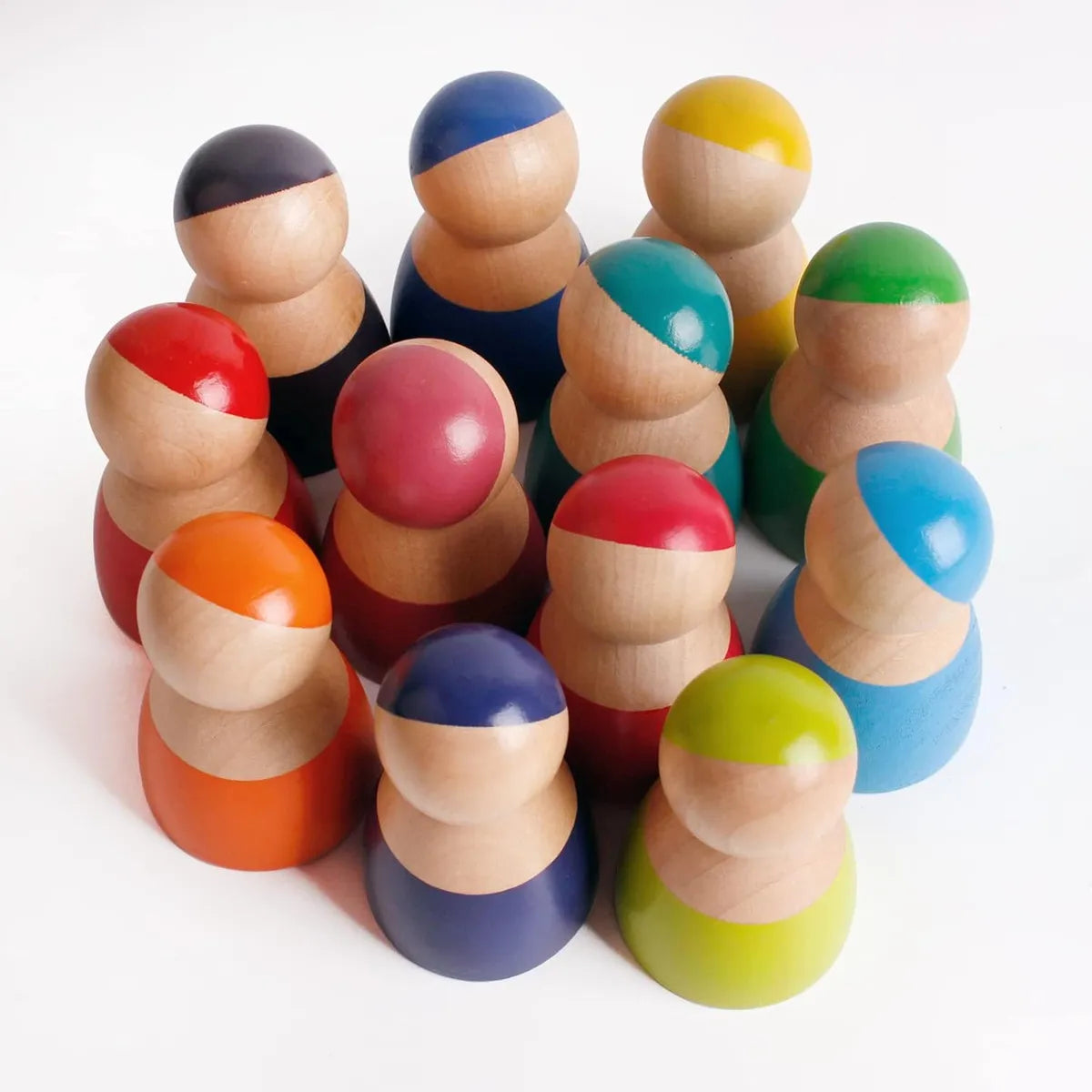 12 Muñecas De Madera Arcoíris Con Clavija Shierdu Juguete Educativo Creativo