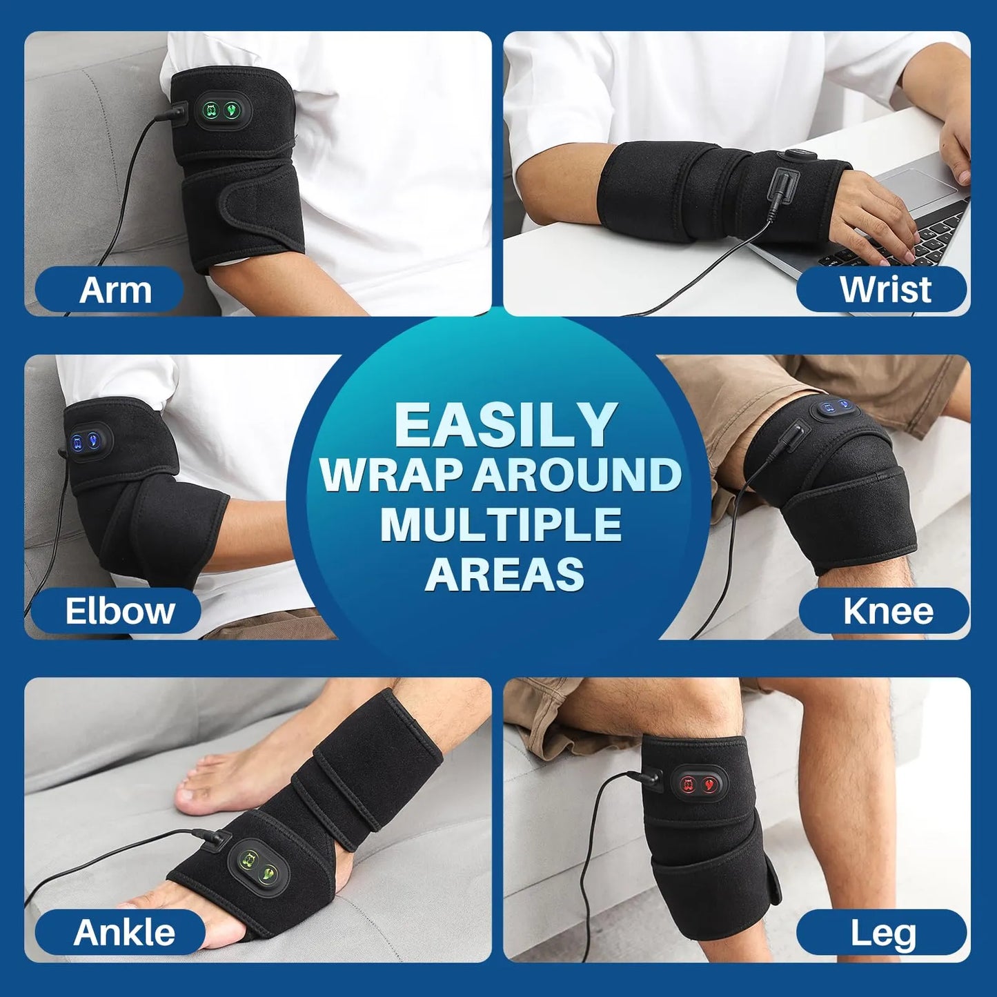 Almohadilla Termica Electrica Flexible Para Codo Muñeca Tobillo Rodilla Alivio Rapido