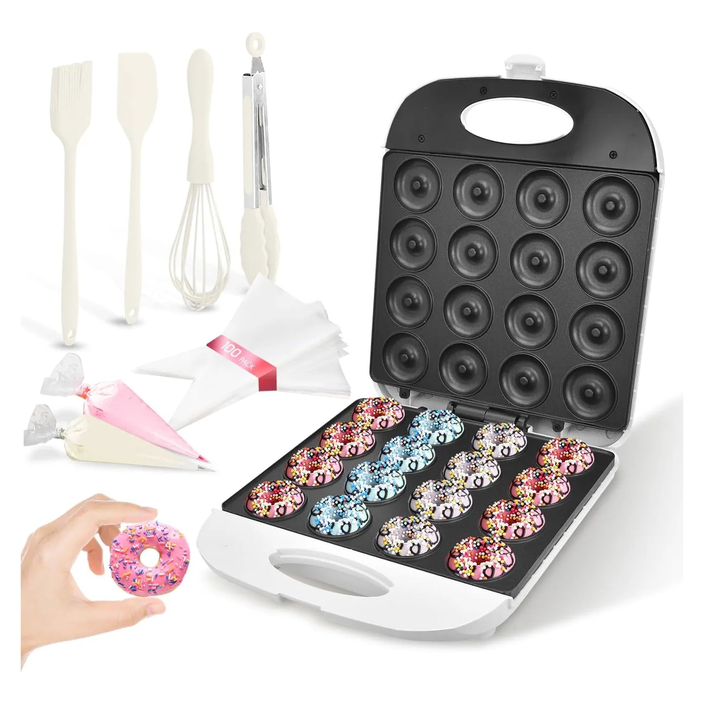 Máquina Mini Donuts DSP 1400W Antiadherente Para 16 Unidades Kit Completo Incluido