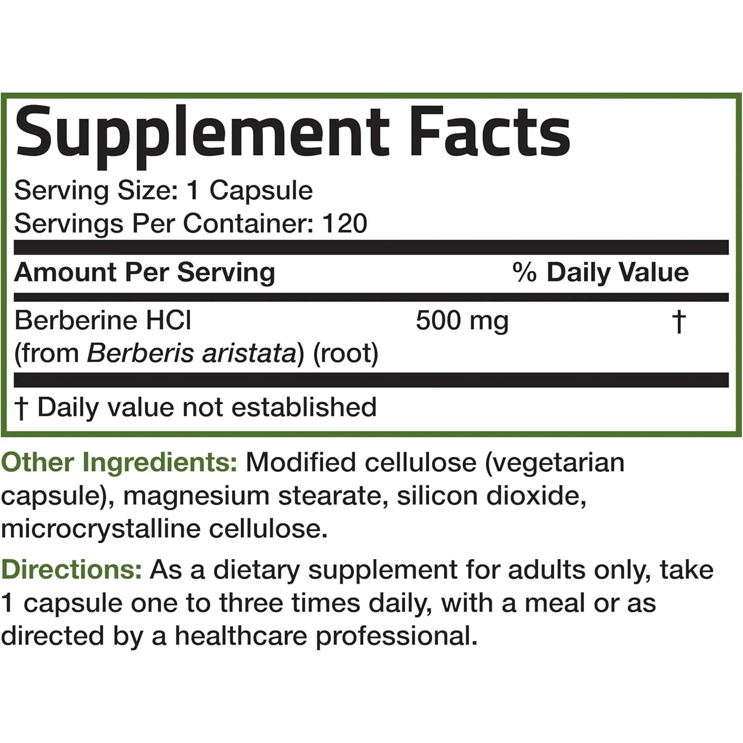 Berberina 500mg 120 Cápsulas Vegetarianas Bronson Apoyo Metabólico Y Digestivo
