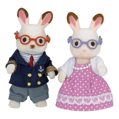 Calico Critters Abuelos Conejo Hopscotch Muñecos Articulados 2 Pcs Suaves Y Vestibles