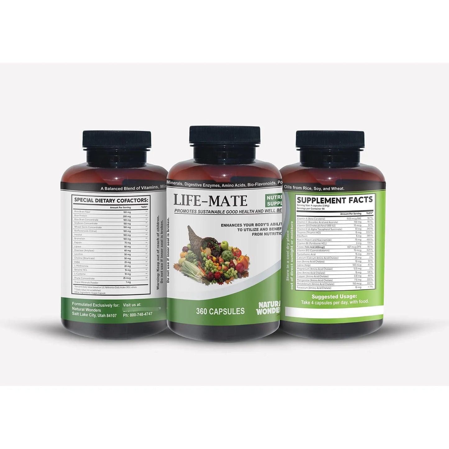 Life Mate Multivitaminas Prenatales Energéticas 360 Cápsulas Apoyo Nutricional E Inmunológico