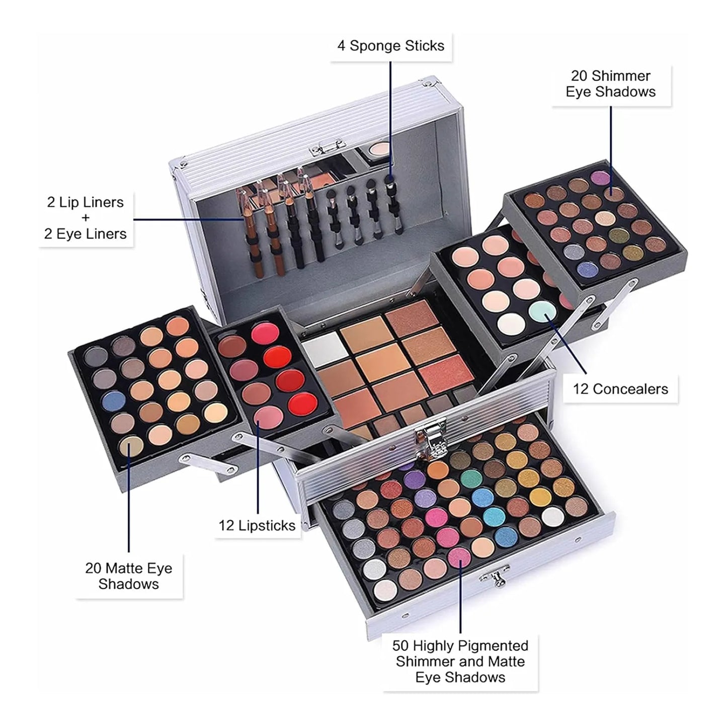 Kit Maquillaje 132 Colores Estuche Profesional Somos Importaciones Gold