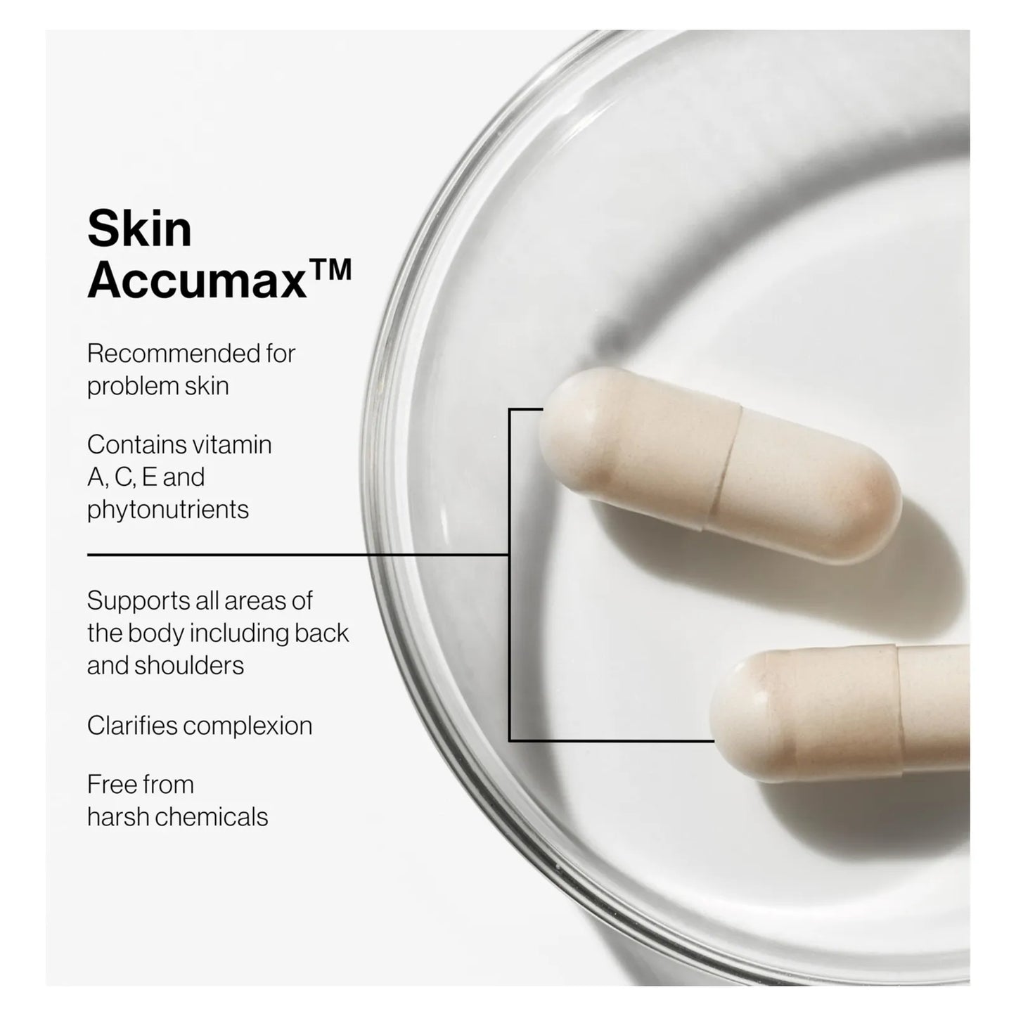 Cápsulas Skin Accumax Mejoran Acné Piel Sana Vitaminas A C E Vegano Sin Gluten