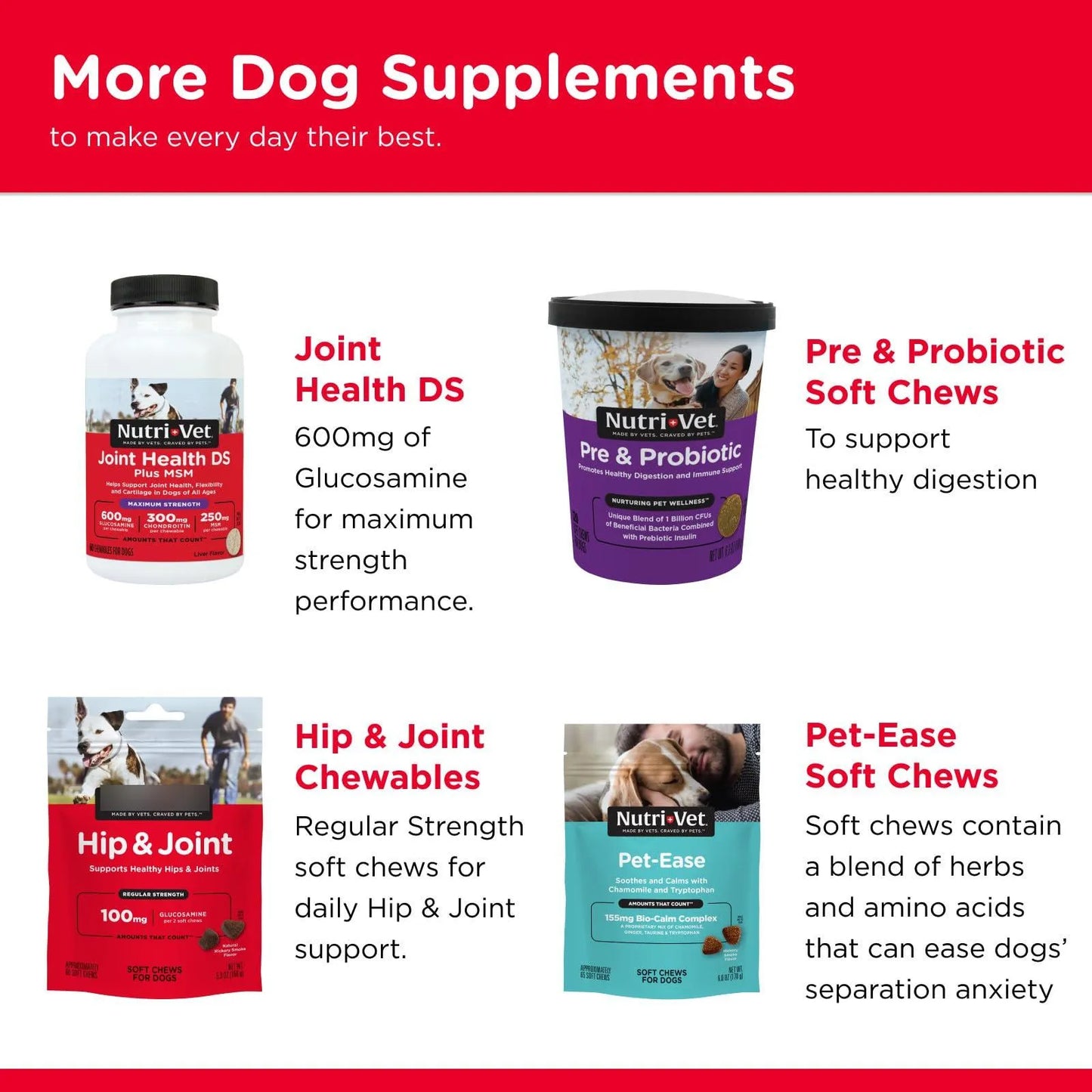 Galletas De Glucosamina Para Perros Pequeñas 166 Mg NutriVet Sabor Mantequilla De Maní