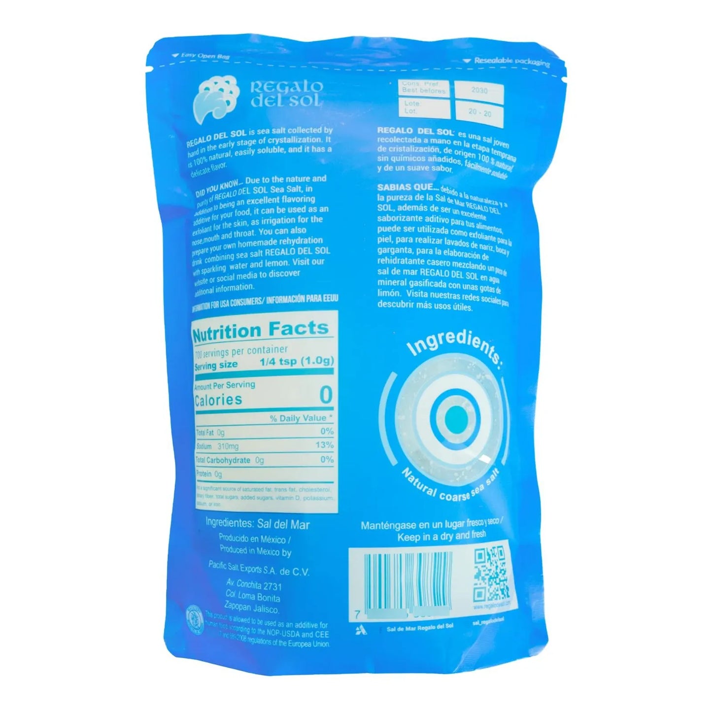 Sal Marina Artesanal Natural De Colima 700 G Paquete De 3 Gourmet Sin Refinar