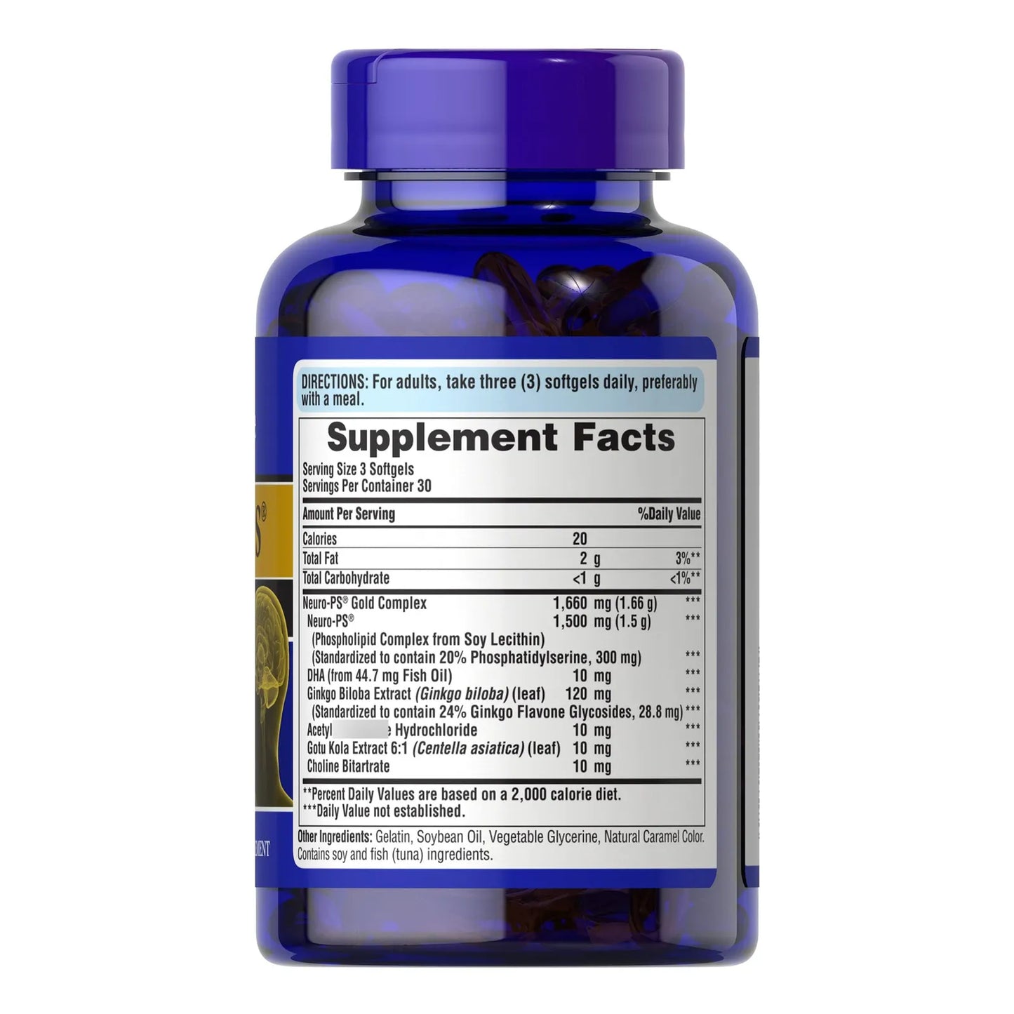 Puritans Pride Neuro PS Gold Plus Con Ginkgo Biloba Y DHA Para Memoria Y Concentracion 90 Capsulas