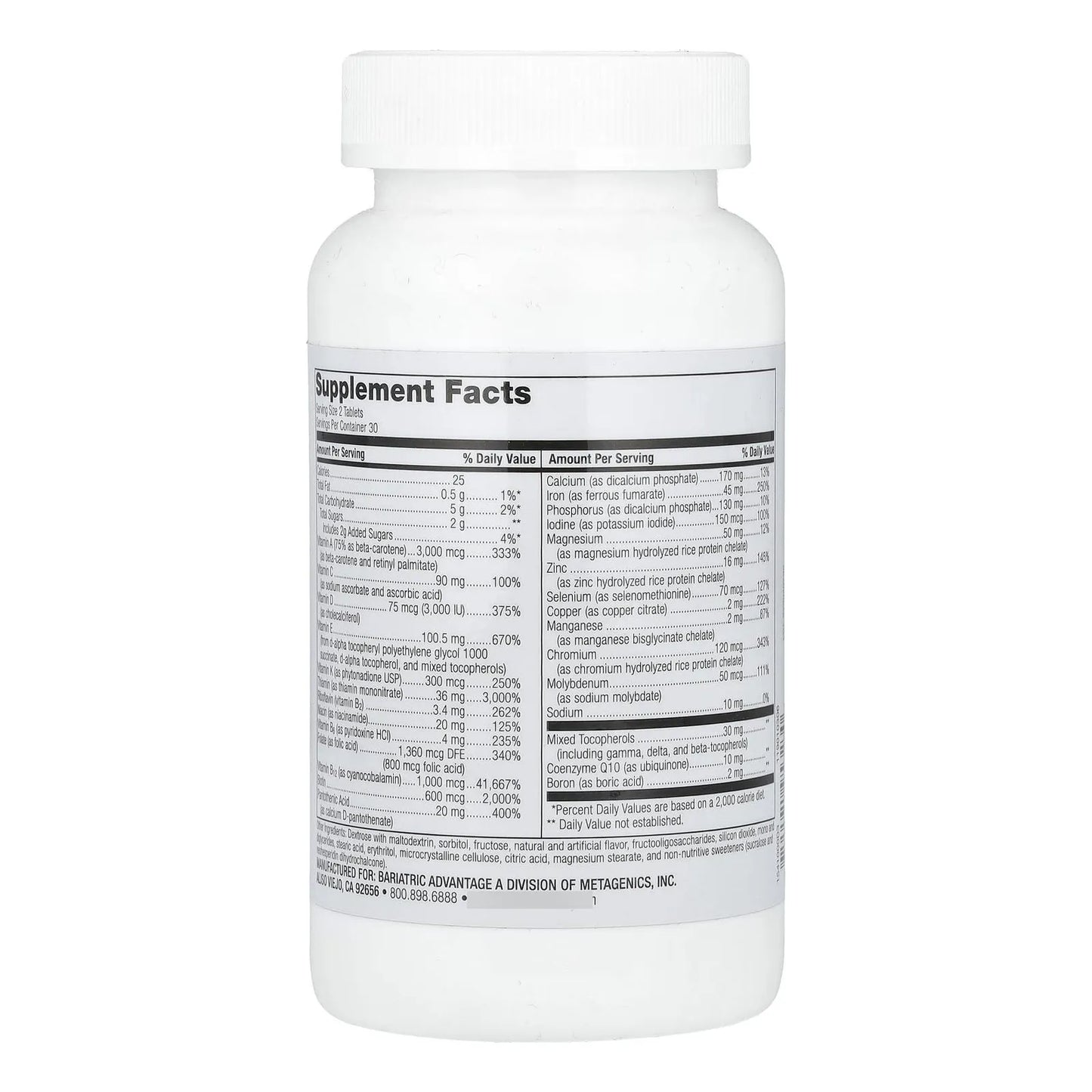 Multivitamínico Masticable Avanzado Sabor Fresa 60 Tabletas Nutrición Completa