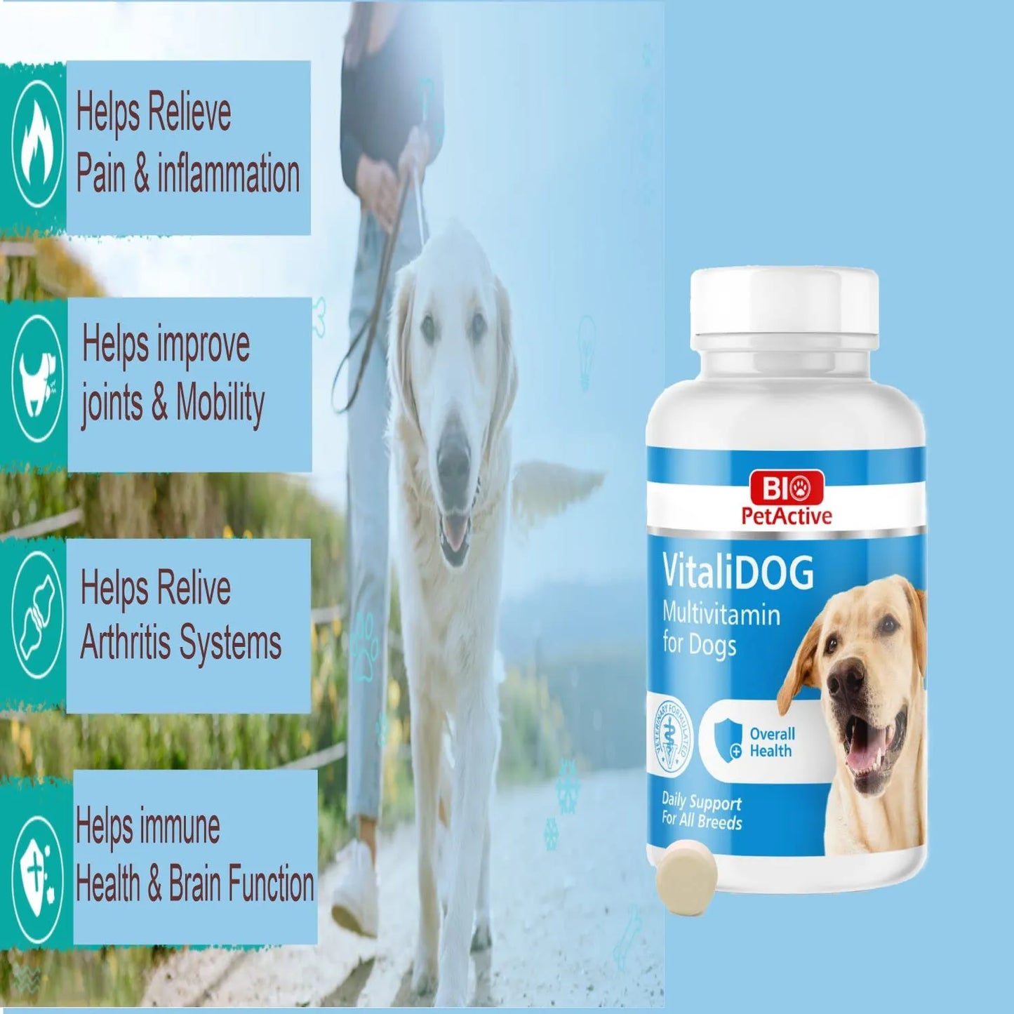 VitaliDOG Multivitamínico Para Perros Piel Pelaje Y Salud 150 Tabletas