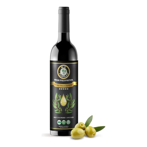 Aceite De Oliva Virgen Extra Prensado En Frio Alto En Polifenoles M G Pappas 12.7 Onzas