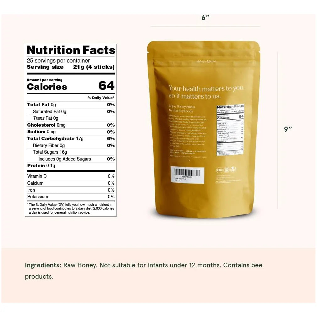 Palitos De Miel Pura Sin Filtrar 100 Unidades Para Té Y Aperitivos Sun Bay Organics