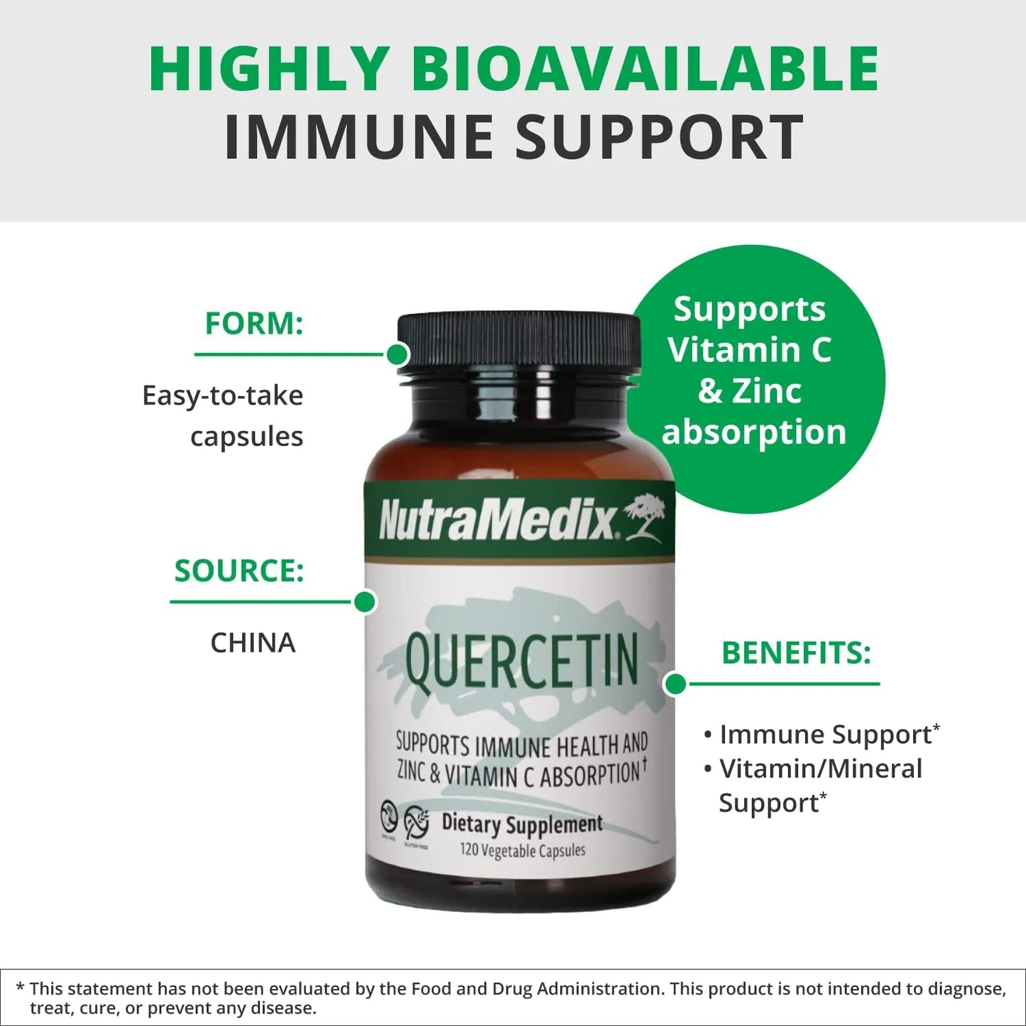 Capsulas De Quercetina 500 Mg Antioxidante Y Apoyo Inmunologico NutraMedix 120 Unidades