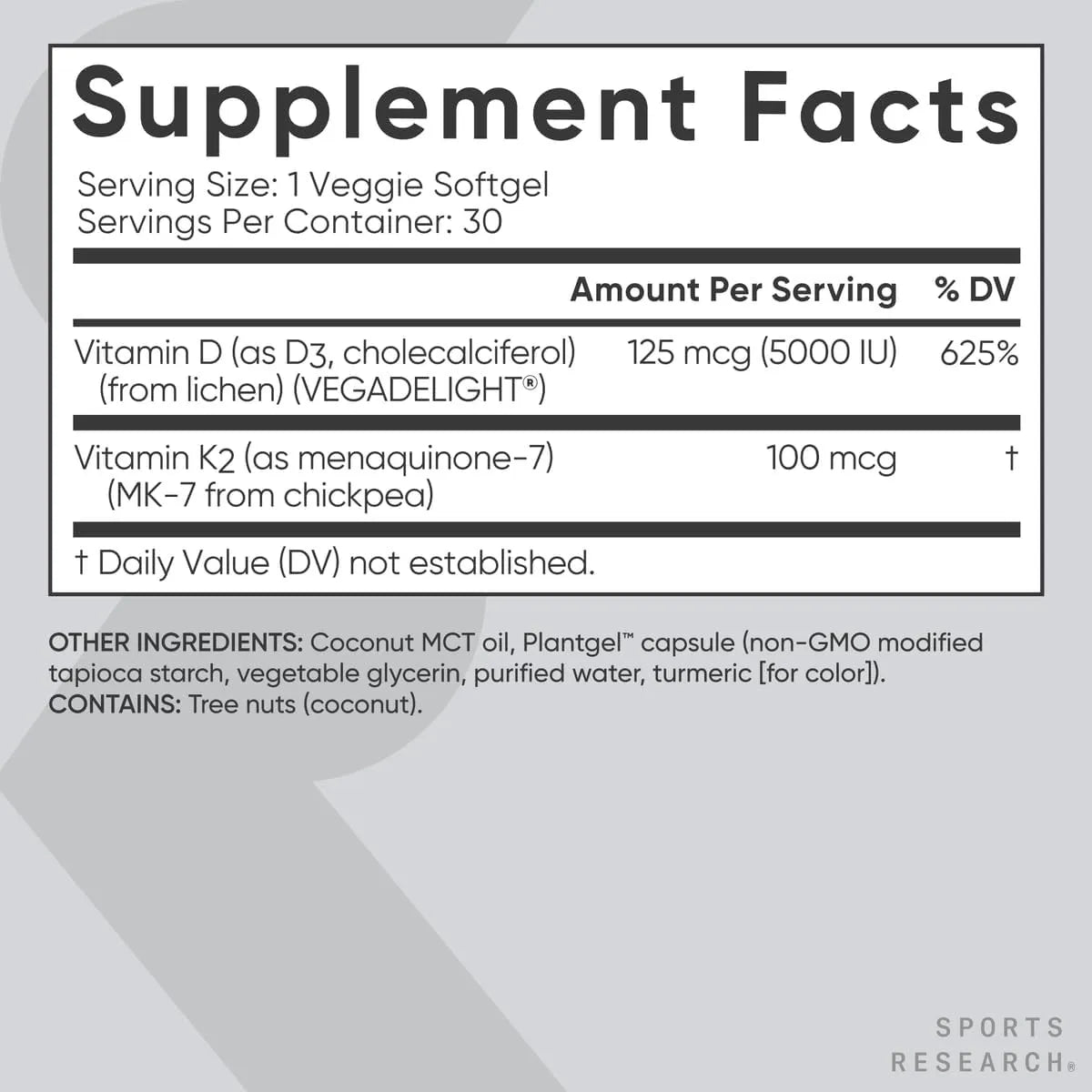 Vitamina D3 + K2 5000 Ui Sports Research Huesos Corazón Vegano - Imagen 5