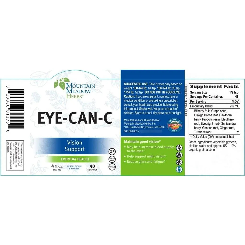 EyeCanC Suplemento Líquido Para La Visión Con Ginkgo Biloba Y Arándano 4 Onzas