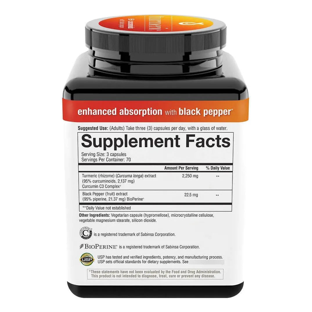 Soporte Saludable Inflamación Cúrcuma Fórmula Mejorada 2250 Mg 210 Cápsulas