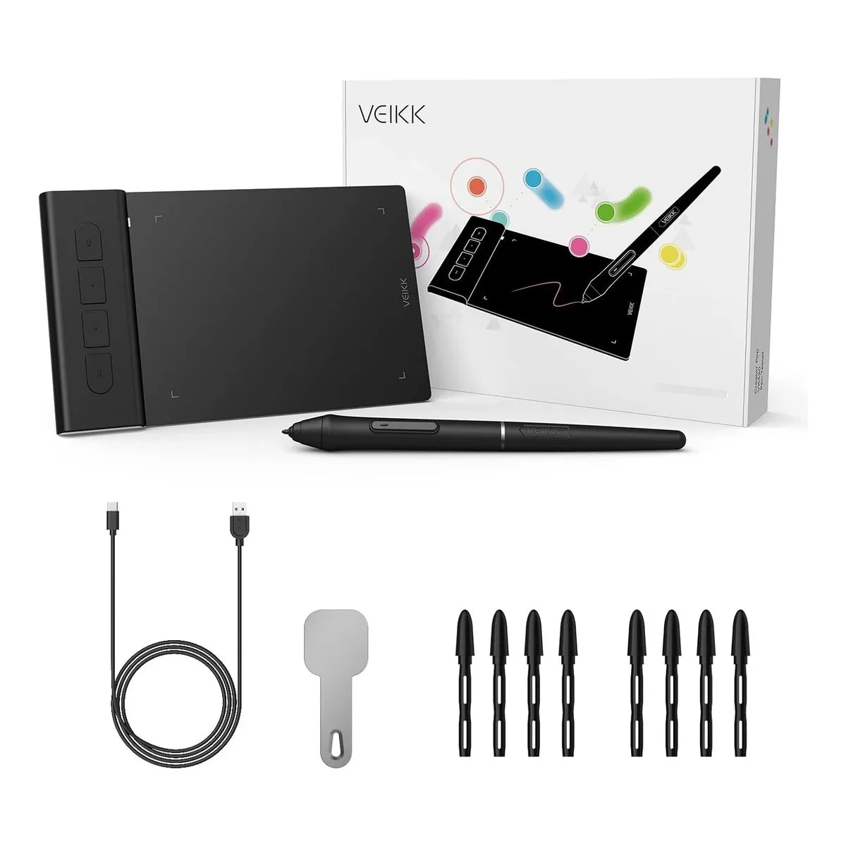 Tableta De Dibujo Veikk VK430 4x3 Pulgadas 8192 Niveles Compatible Multidispositivo