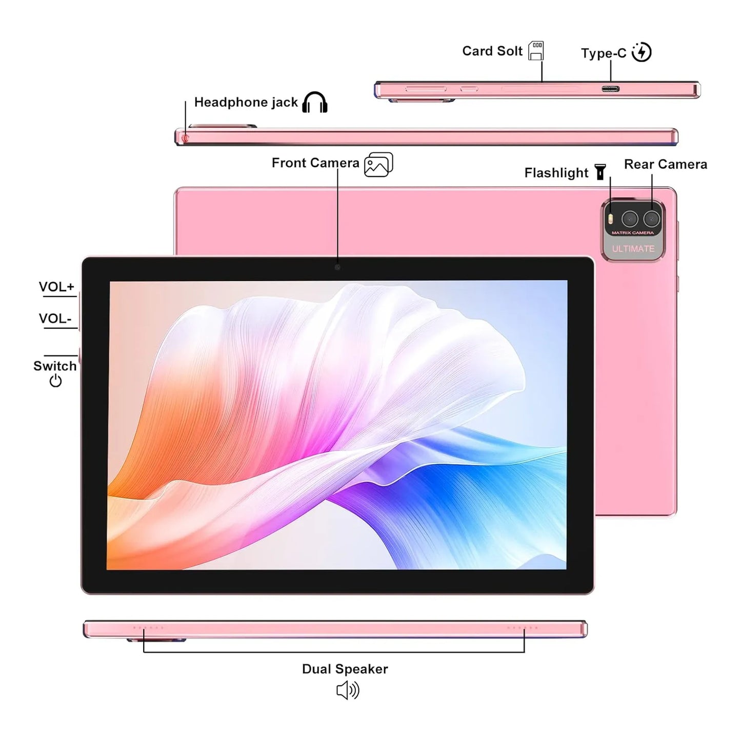 Tablet 10 PuLG 8GB RAM 64GB ROM Teclado Mouse Lápiz Android 14 Pantalla HD