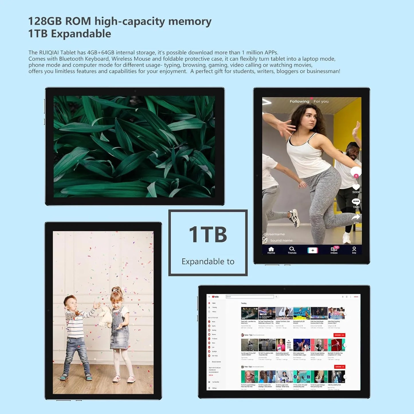 Tablet 10 PuLG 2 en 1 Teclado Mouse Incluido 6GB RAM 128GB Wi-Fi 6