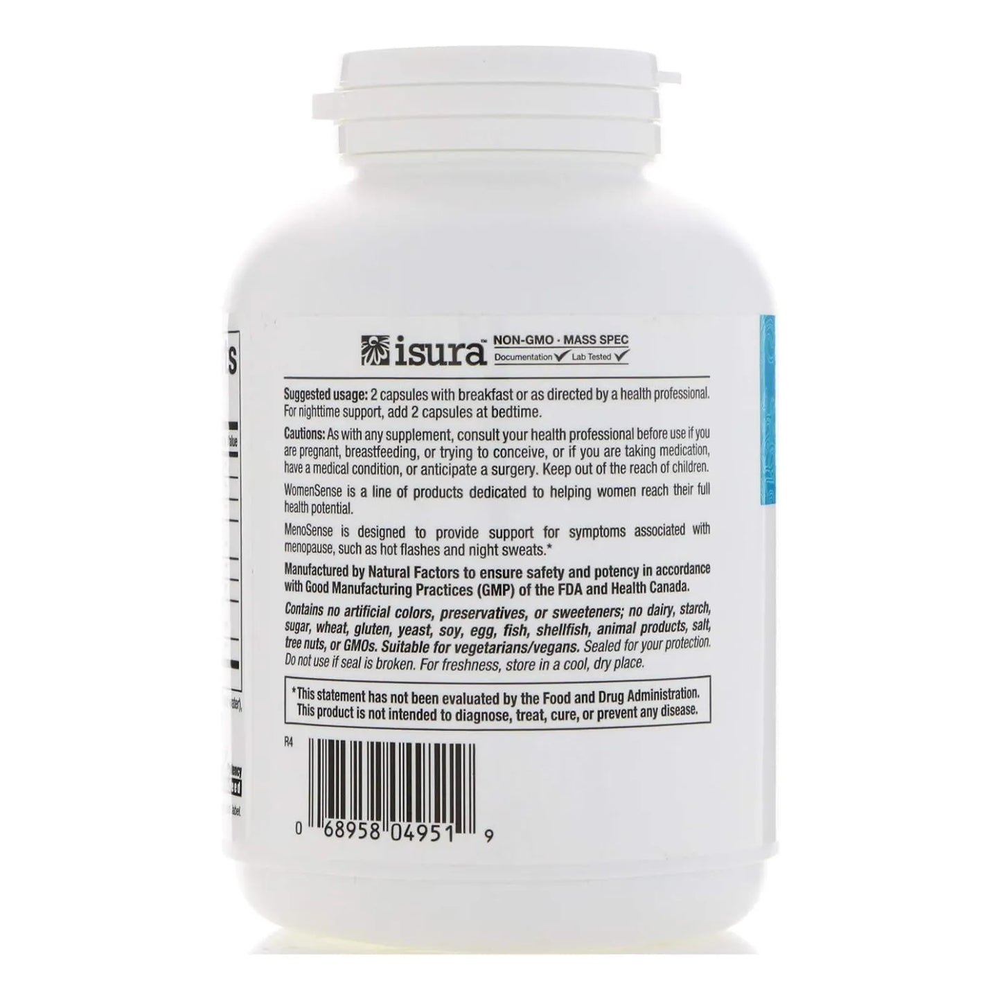 Capsulas Naturales Alivio Menopausia WomenSense MenoSense 180 Unid Vegano Sin OMG