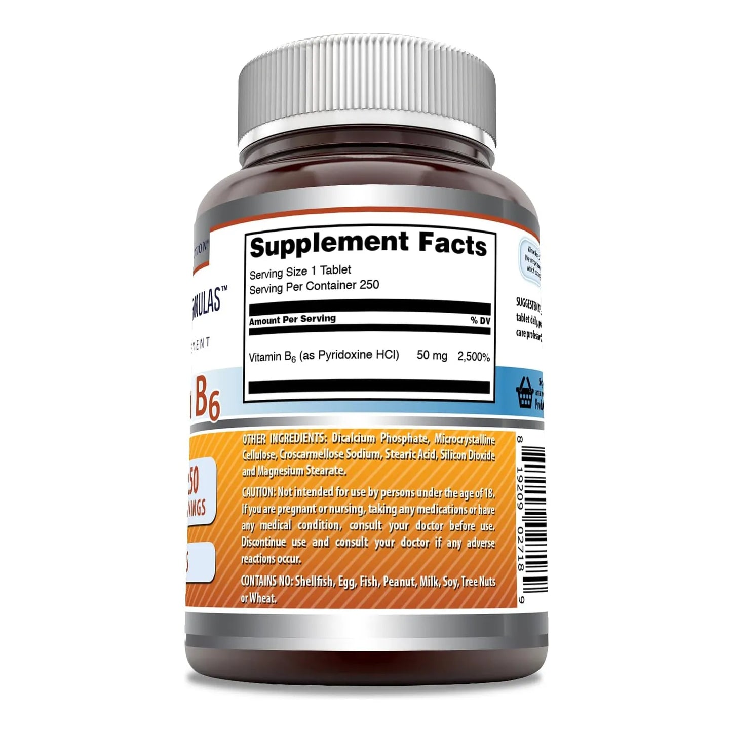 Vitamina B6 Piridoxina 50mg 250 Tabletas Energia Y Bienestar