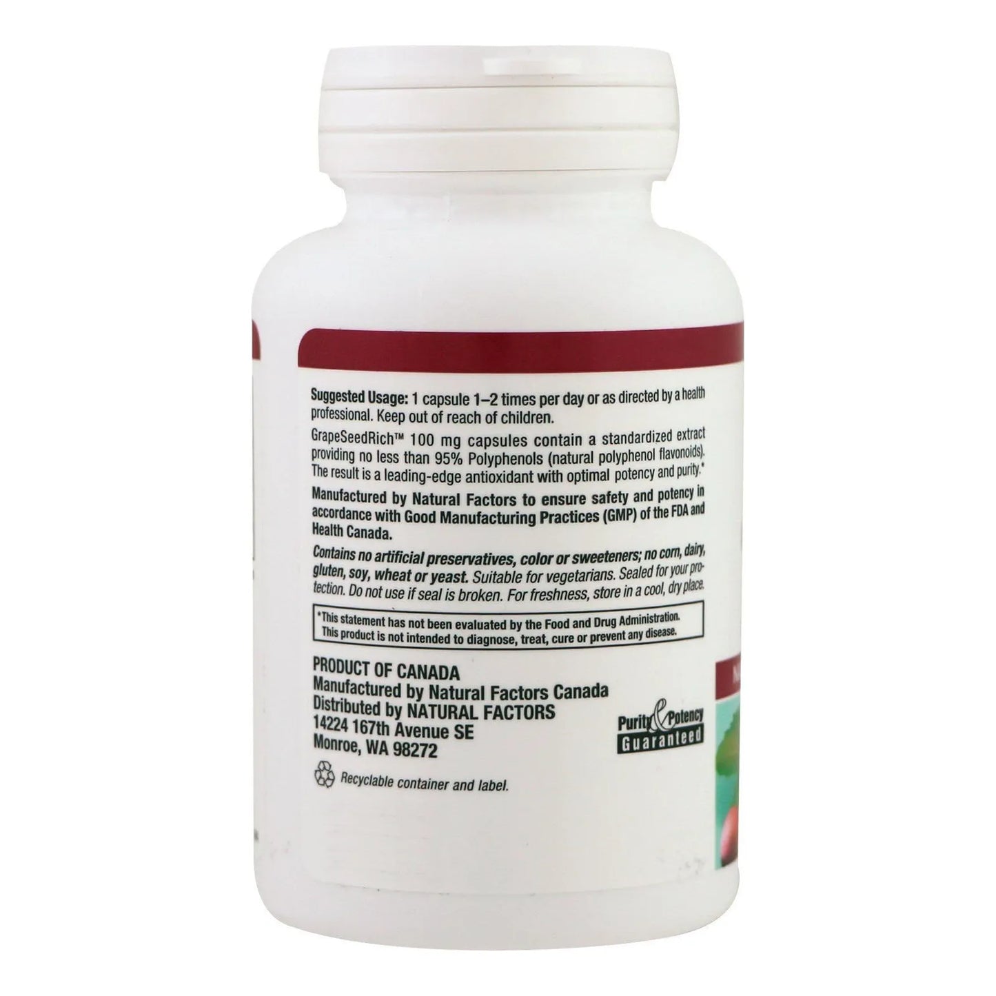 Extracto De Semilla De Uva GrapeseedRich Antioxidante 60 Cápsulas Vegetarianas