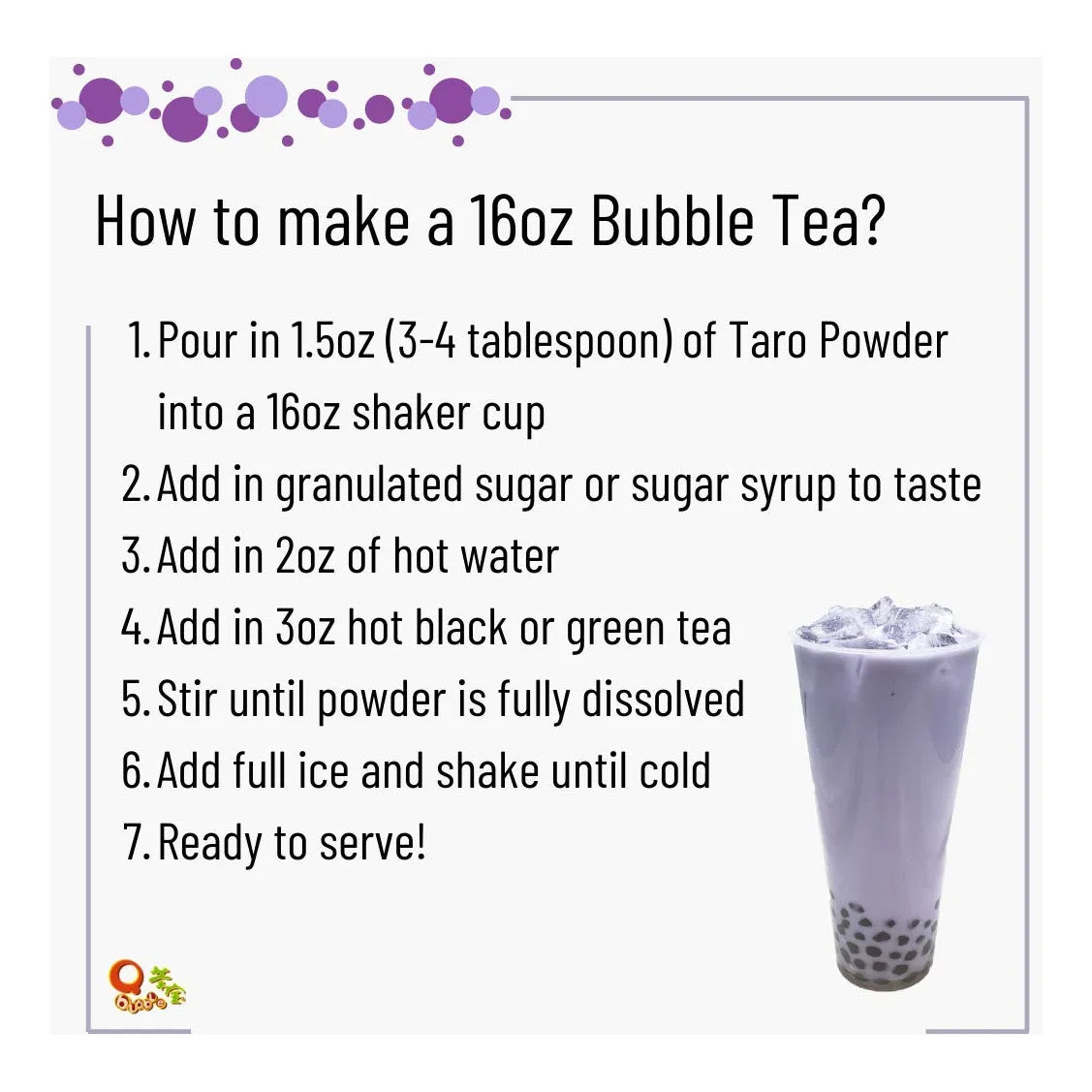 Té Taro En Polvo 3 En 1 Qbubble 2.2 Libras Sabor Premium Fácil Preparación