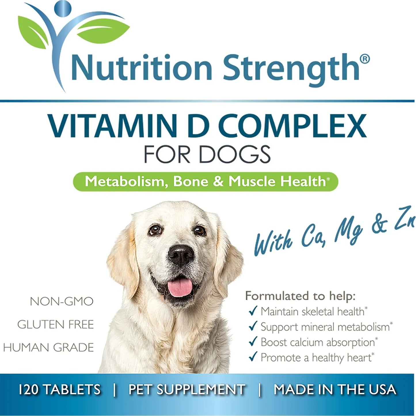 Vitamina D Perros Calcio Magnesio Zinc Dientes Fuertes Huesos Sanos 120 Tabletas