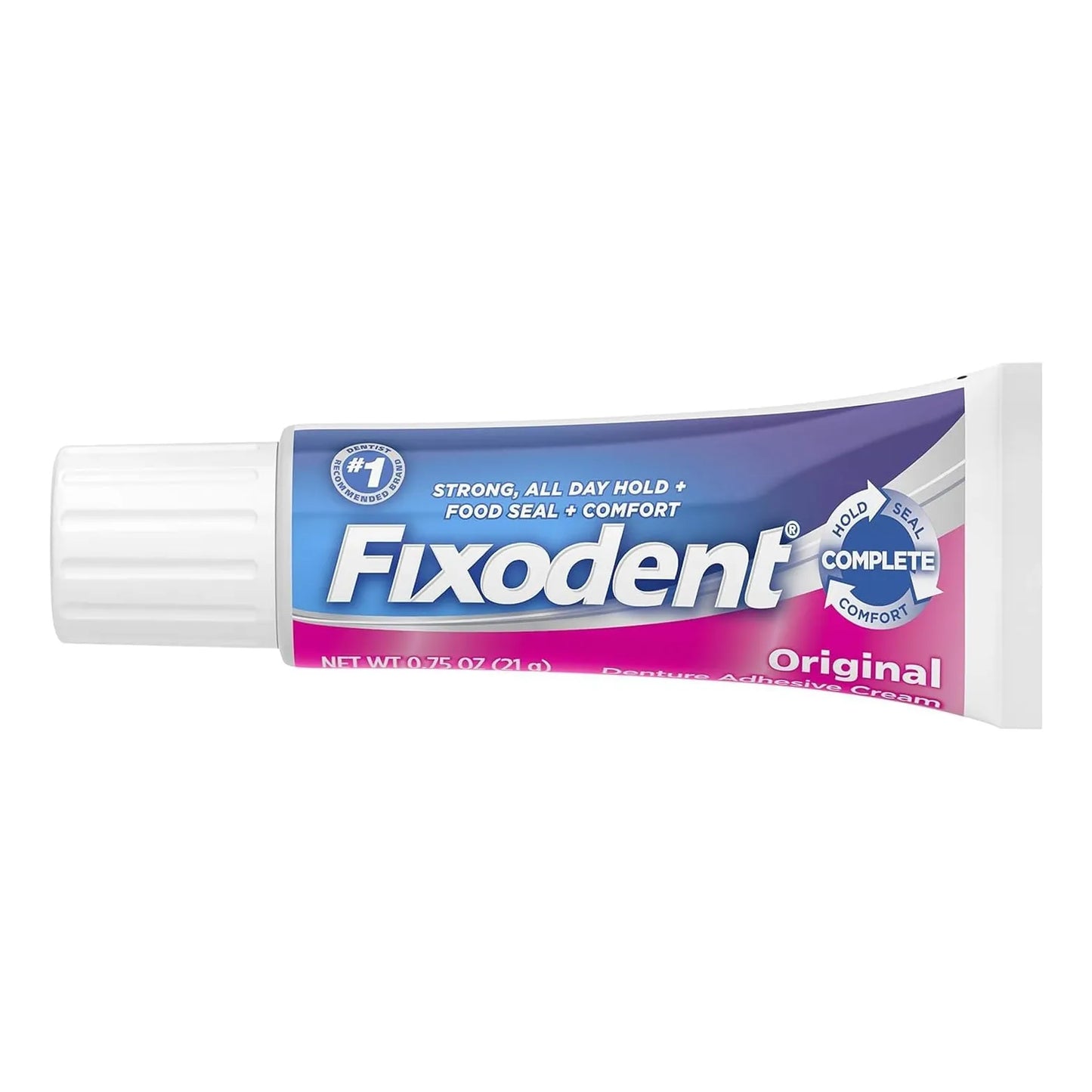 Fixodent Crema Adhesiva Para Dentaduras Originales 0.75 Oz Sujeción Fuerte Todo El Día