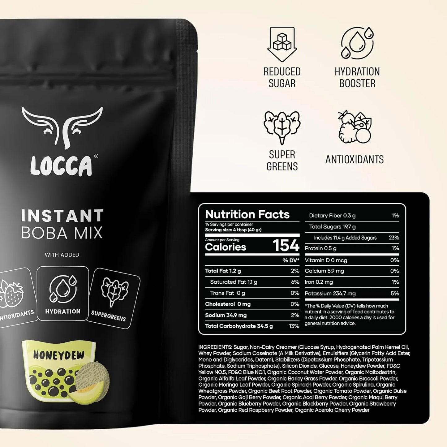 Té De Leche En Polvo Con Miel Locca Honeydew Mezcla Instantánea Sabor Melaza
