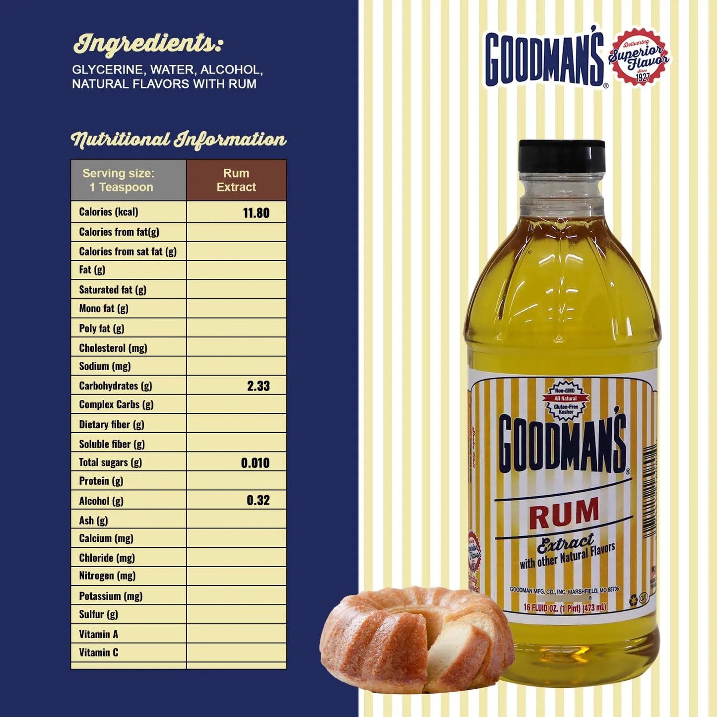 Extracto Natural De Ron Goodmans Bajo En Calorias Y Alcohol Ideal Para Postres Y Bebidas