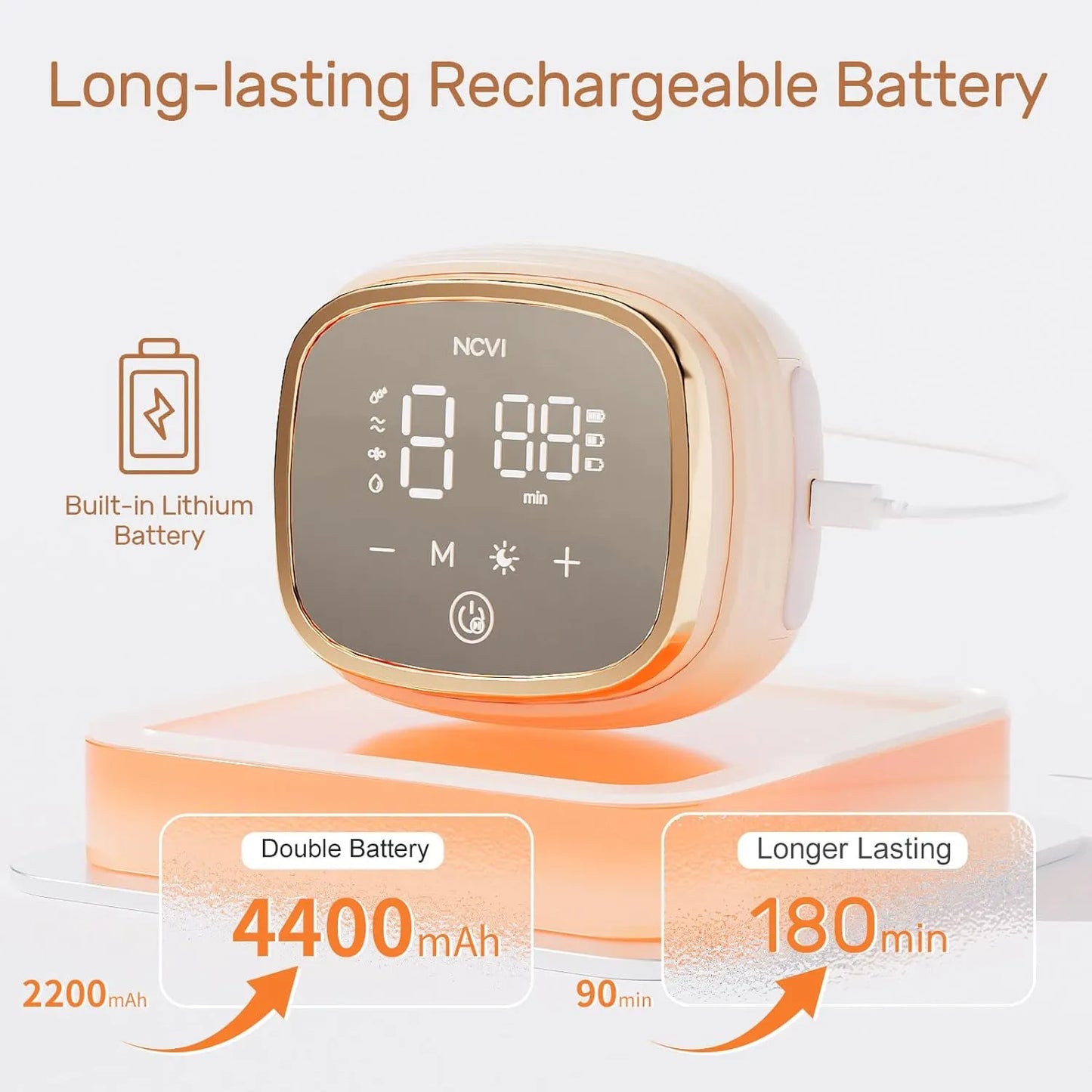 Extractor De Leche Doble Portátil NCVI Con Luz Nocturna Y Batería 4400 Mah