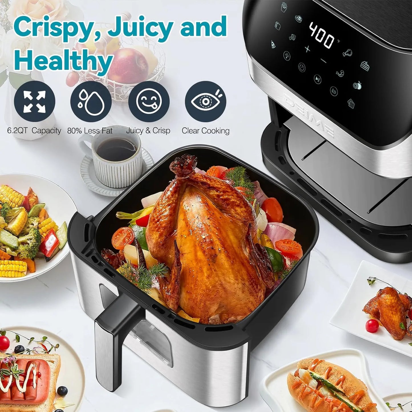 Freidora De Aire De 23.5 Litros DEIME Sin Aceite 1500W 10 Programas