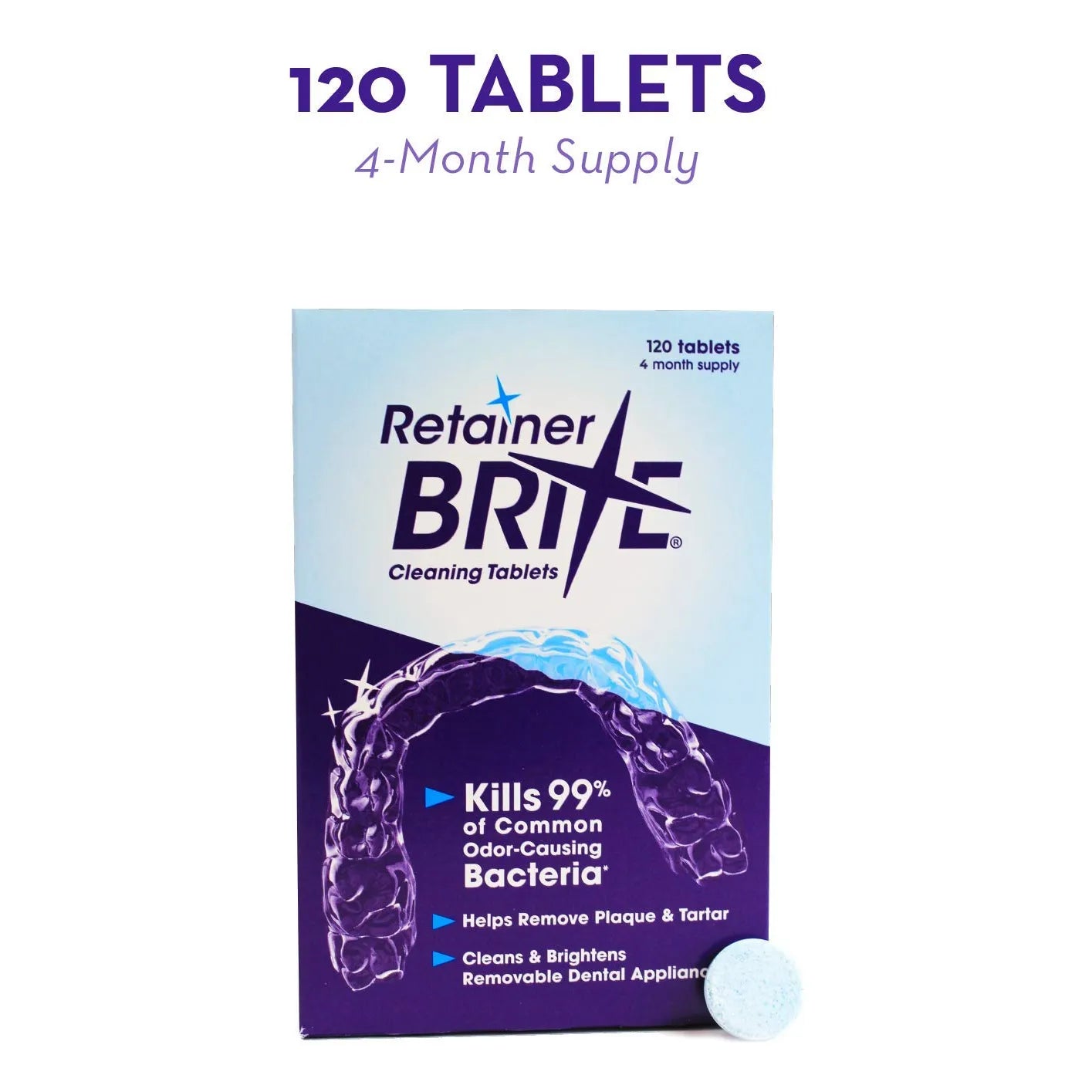 Retainer Brite Tabletas Limpiadoras Retenedoras 120 Unidades Limpieza Profunda