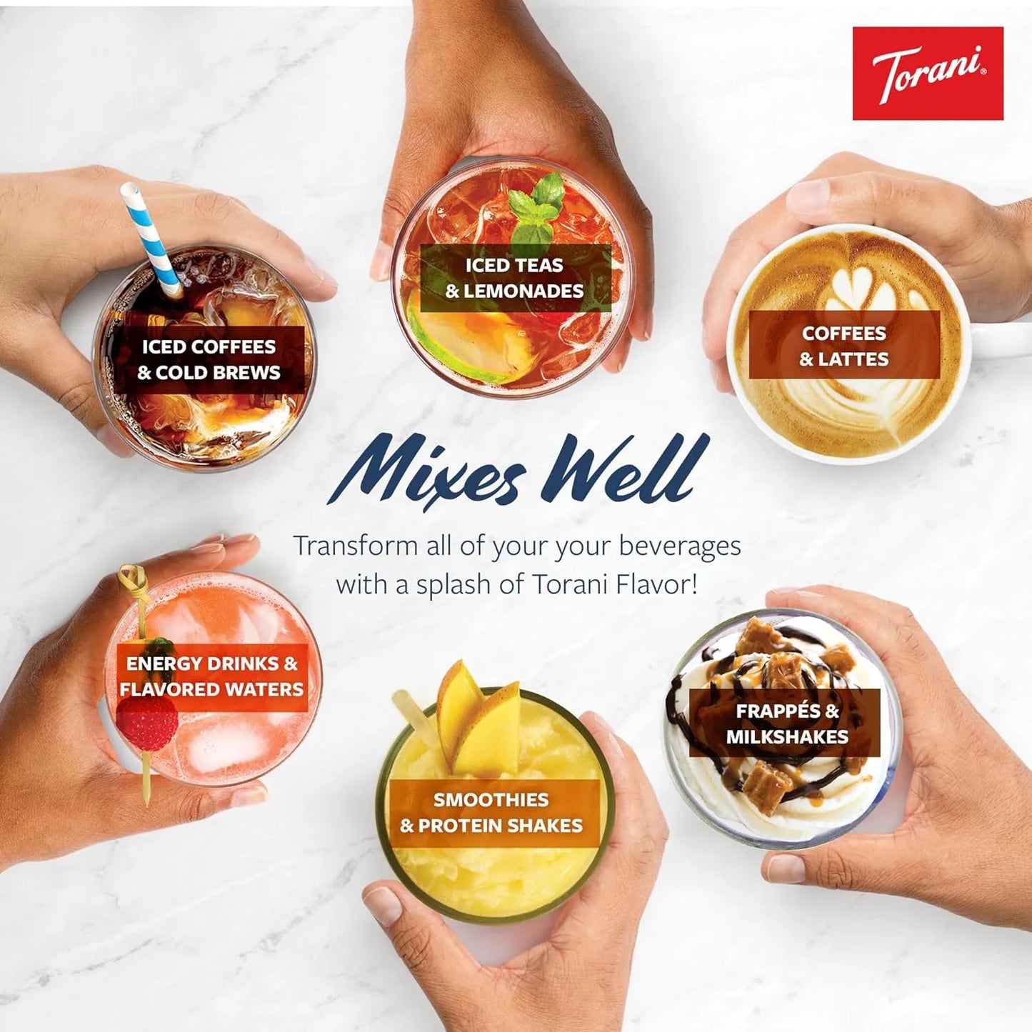 Torani Pack Surtido Jarabe Sin Azucar 4 Sabores Ideal Para Refrescos Y Cafes