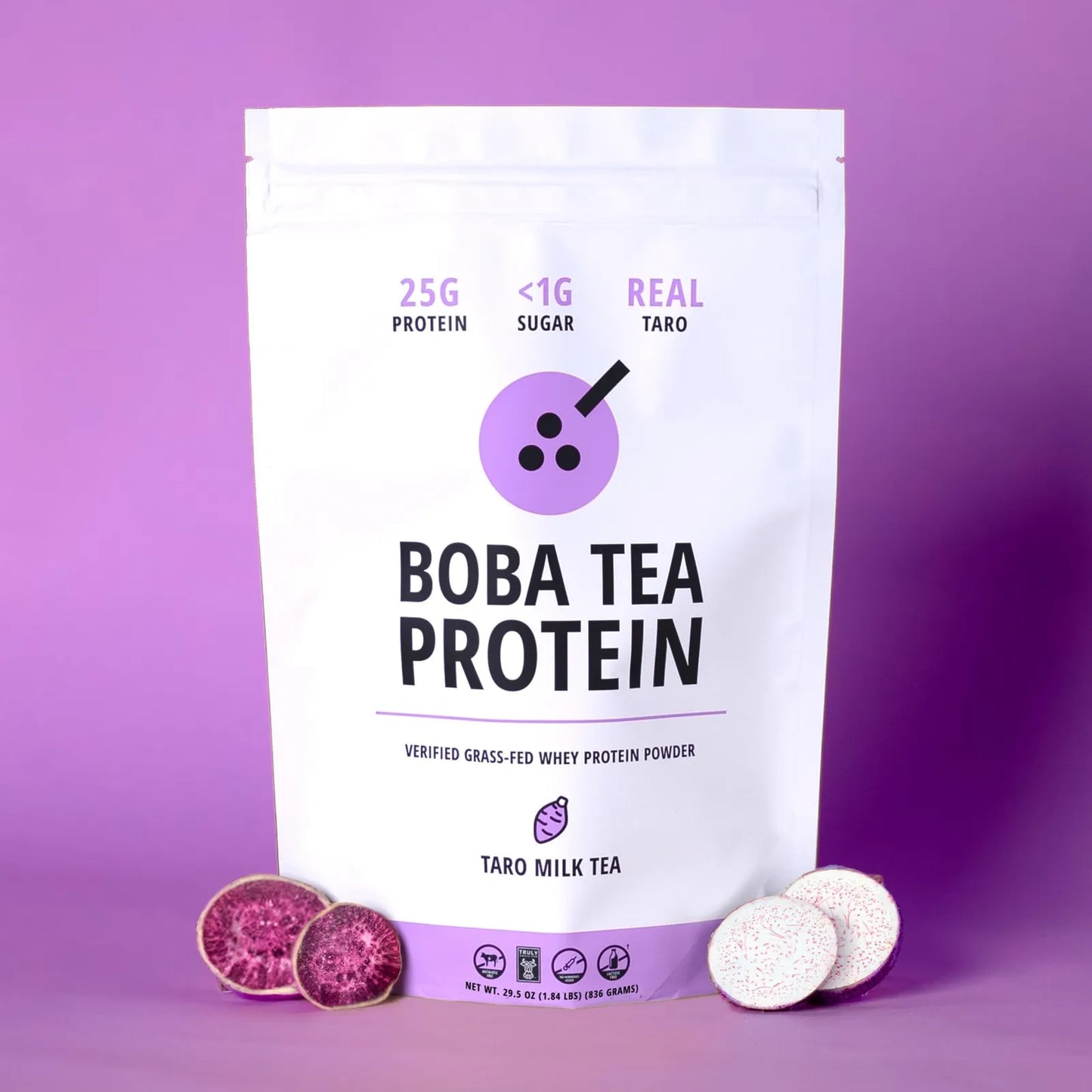 Té De Burbujas De Leche De Taro Con Proteína De Suero Alimentado Con Pasto