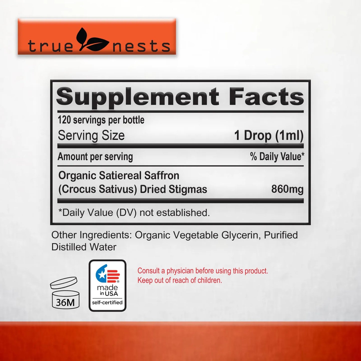 Tintura De Azafrán Orgánico Gotas Extracto Puro Líquido 4 Onzas Natural Vegano Sin OMG